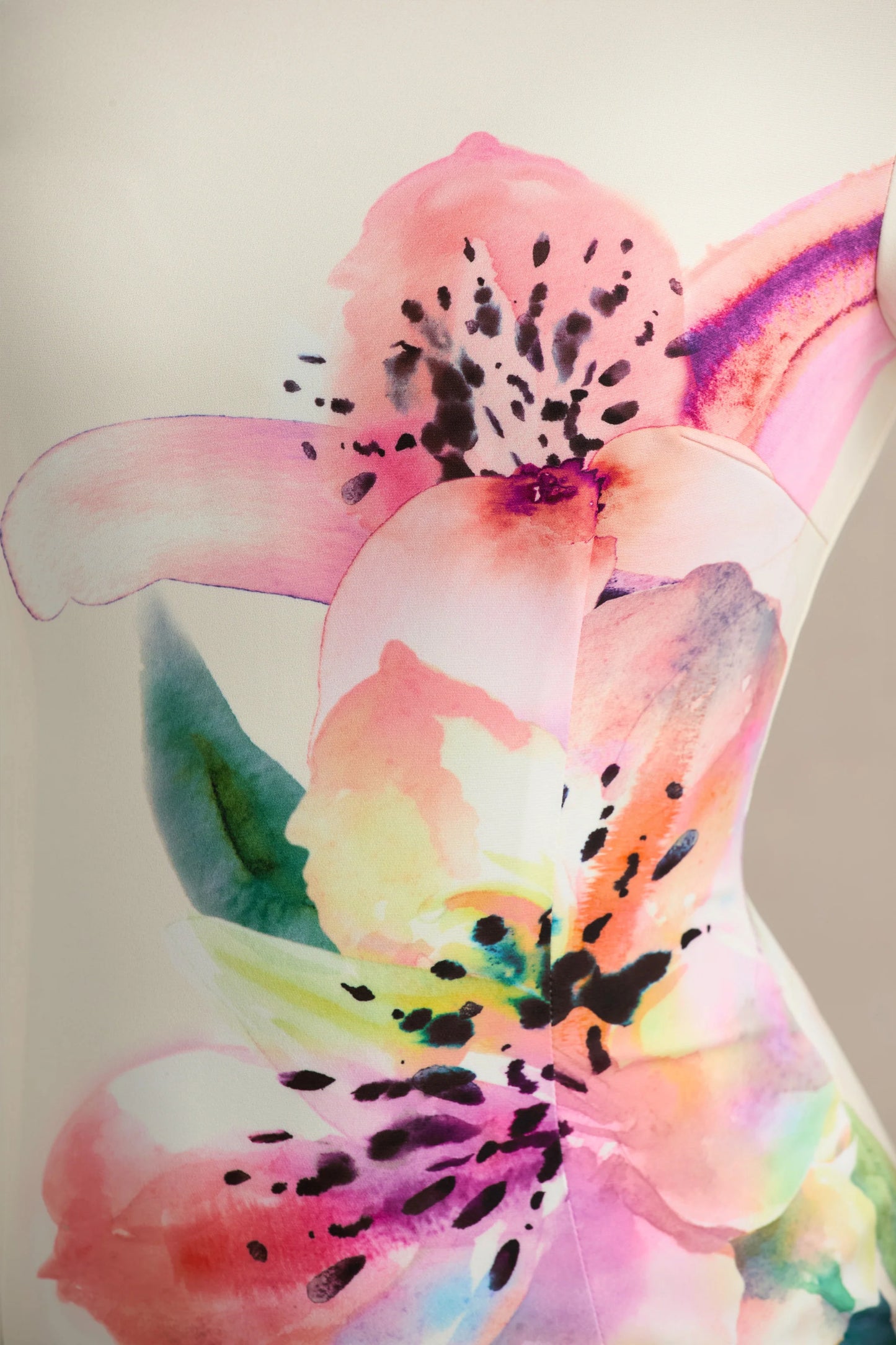 Hessie White Lily Print High-Neck Maxi Dress