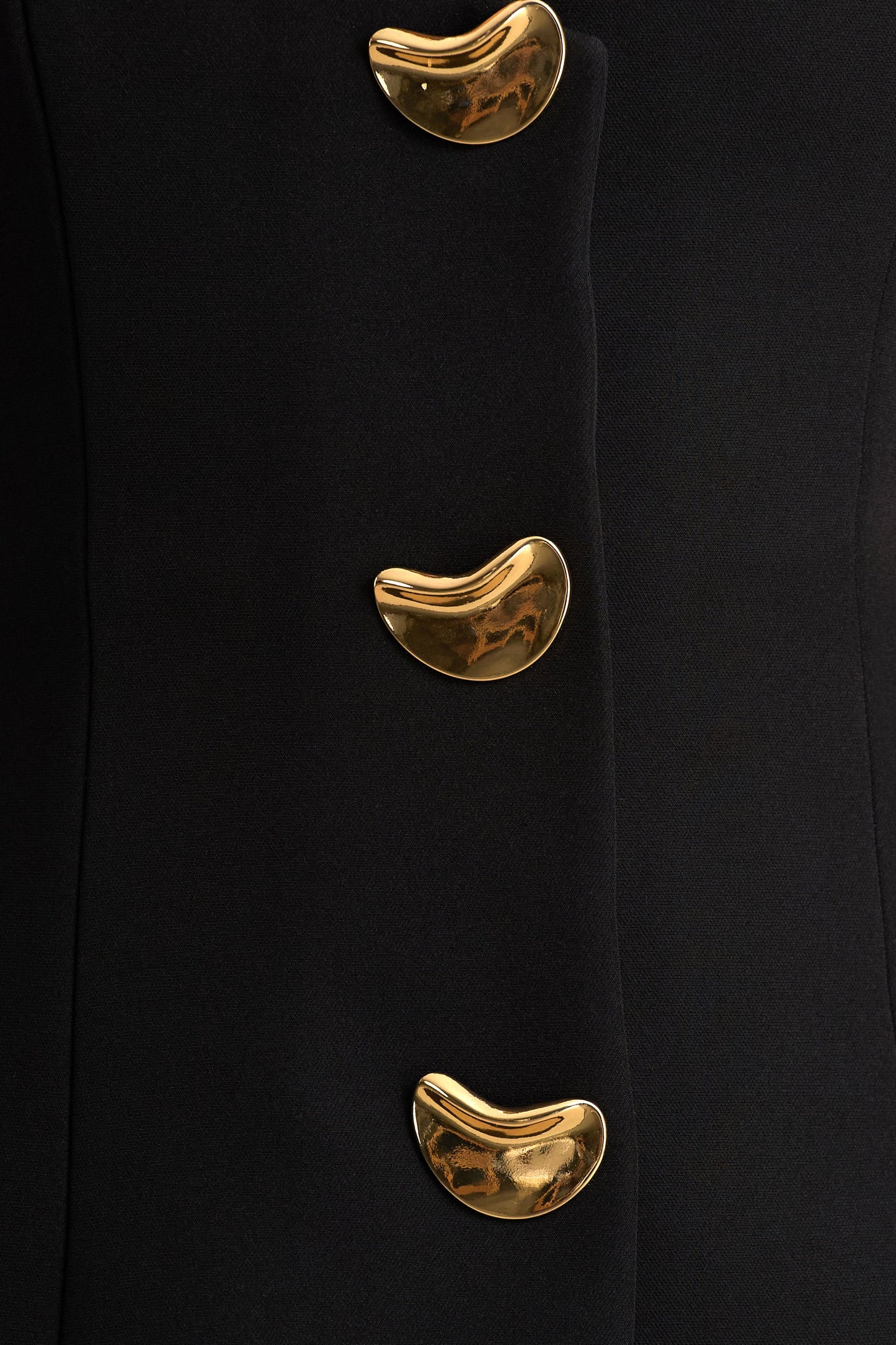 Angel Black Plunge-Neck Tailored Mini Dress With Gold-Detailing