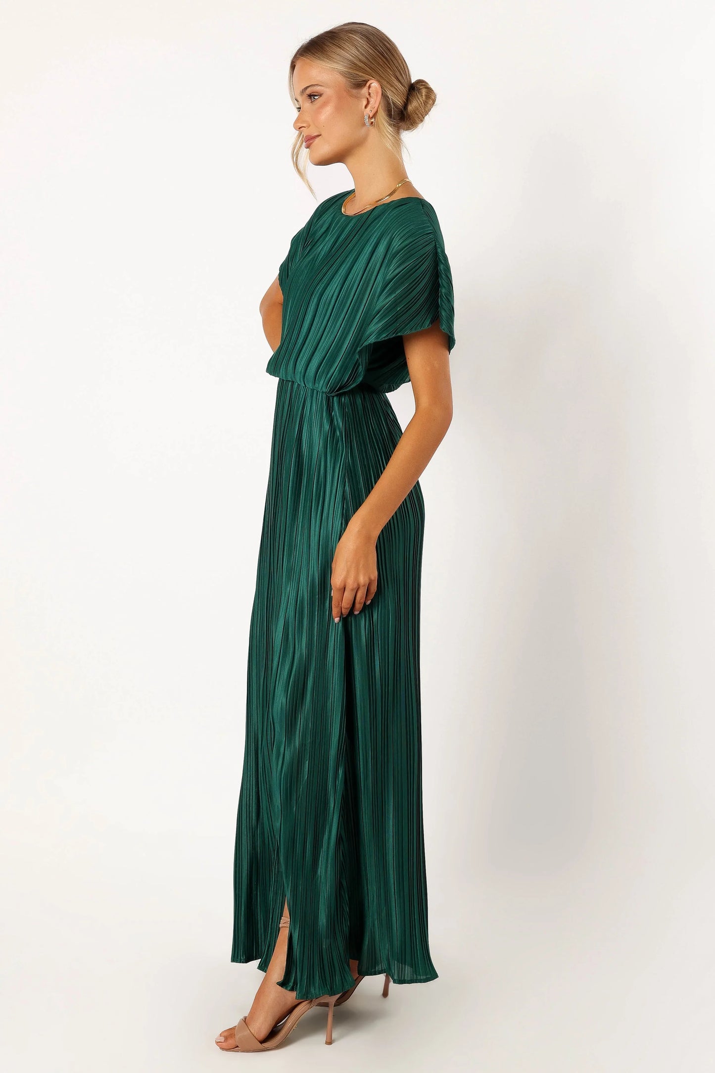 Neville Pleated Maxi Dress - Teal Green