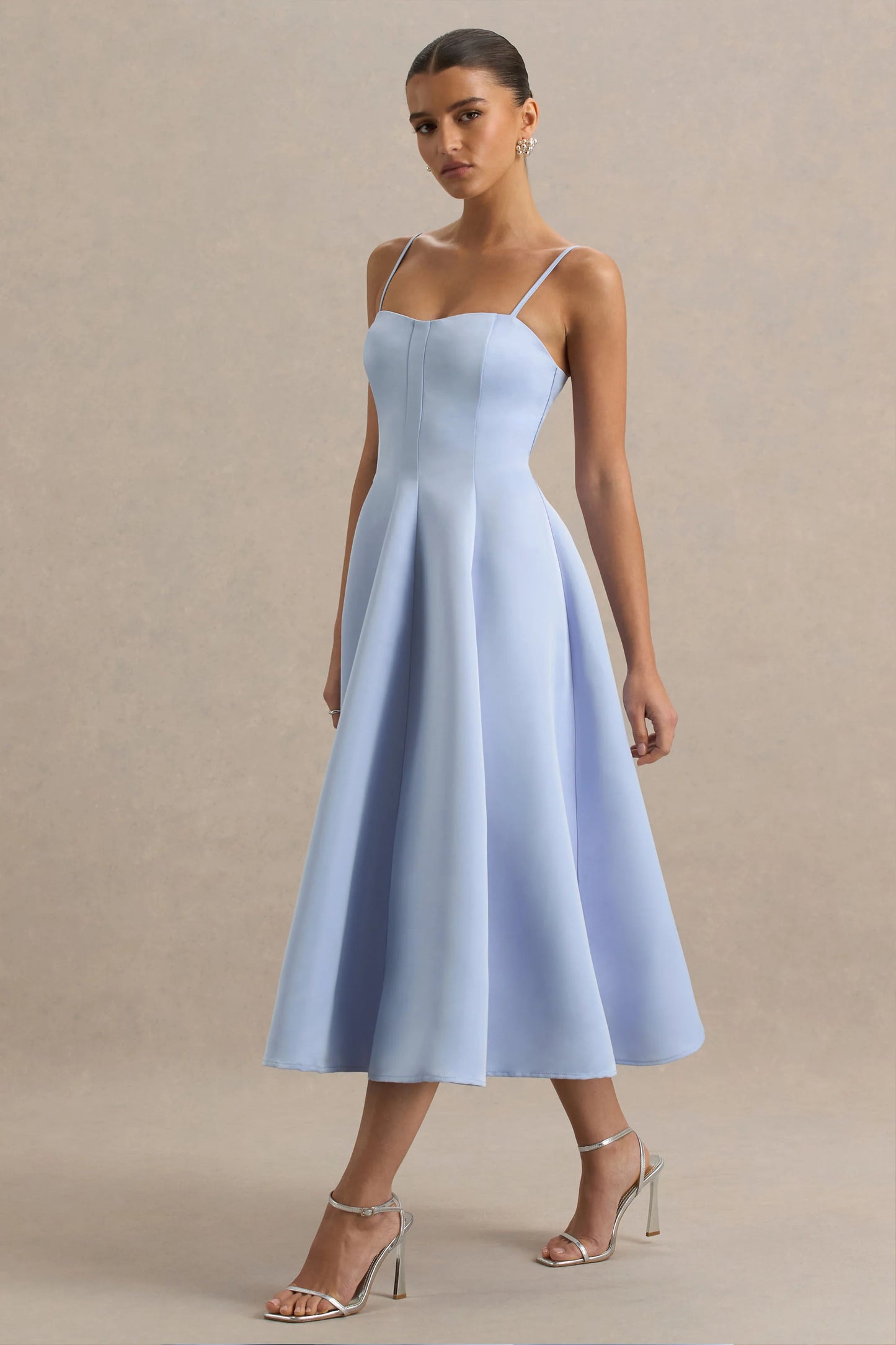 Mally Powder Blue Sweetheart A-Line Midi Dress