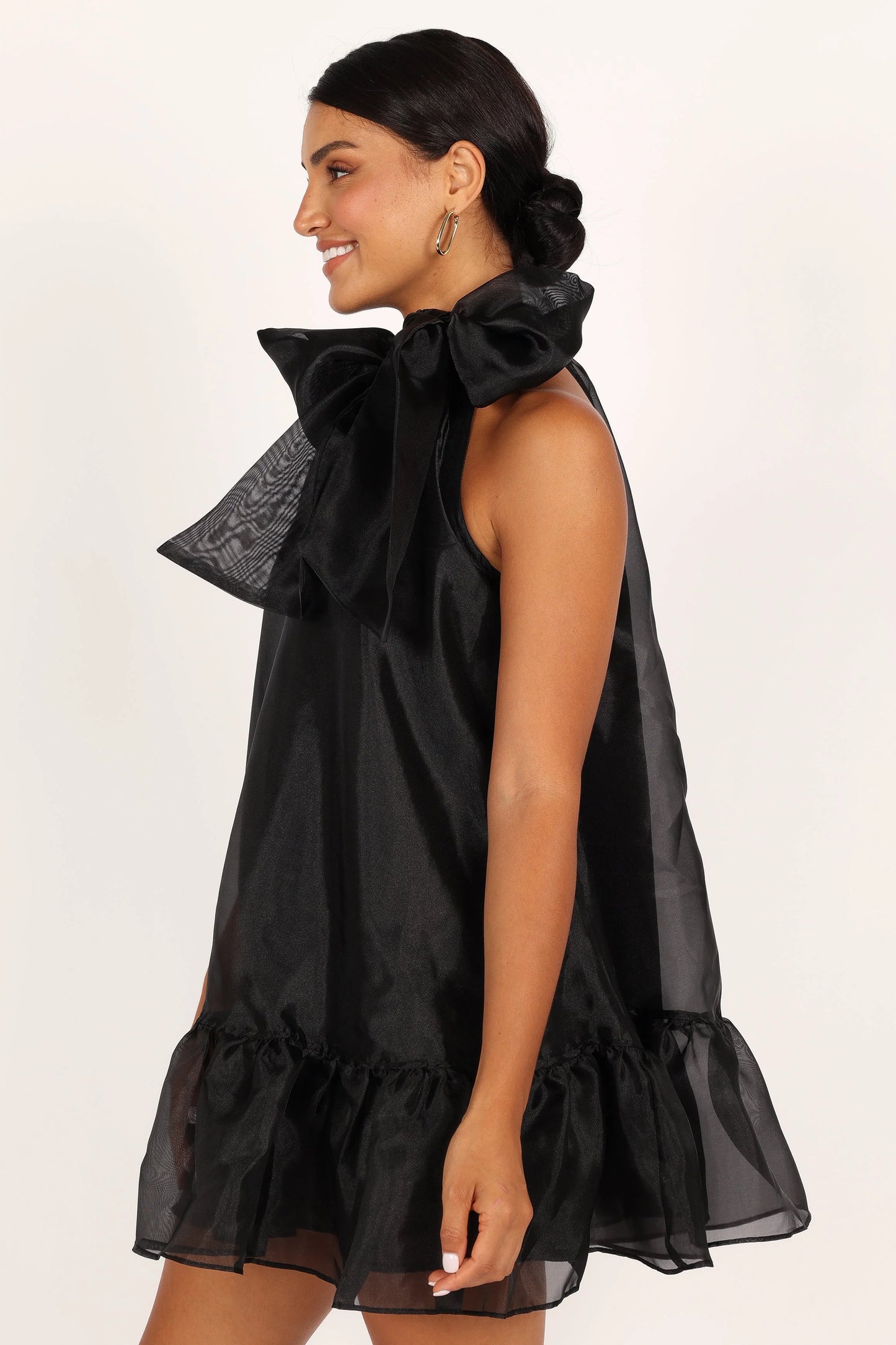 Sophia Bow Mini Dress - Black