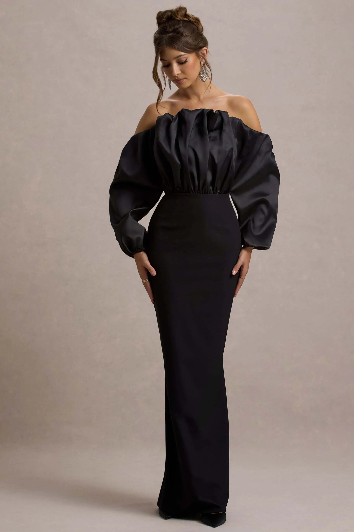 Cyrene Black Ruffled Maxi Dress