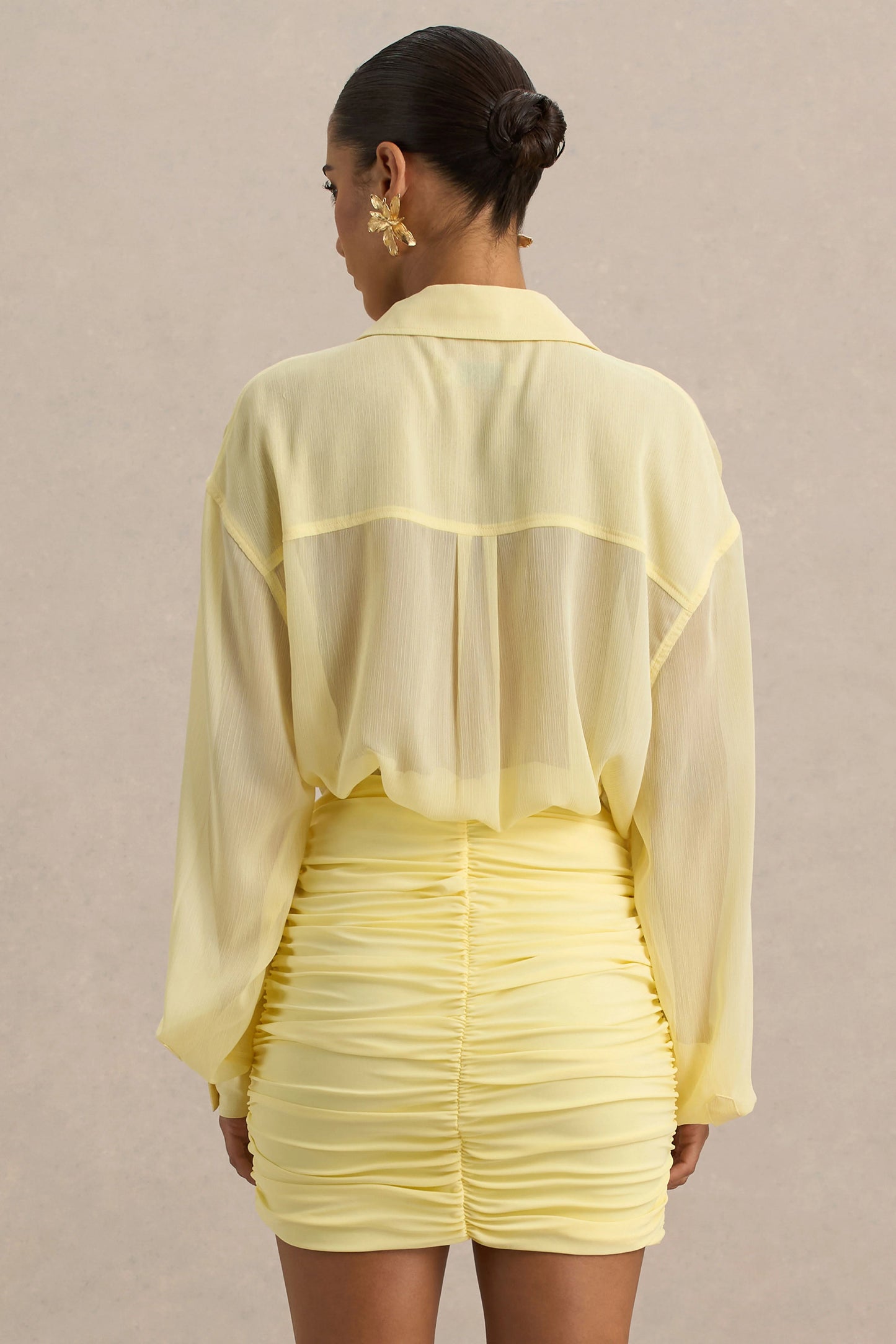 Zinna Lemon Plunge-Neck Shirt
