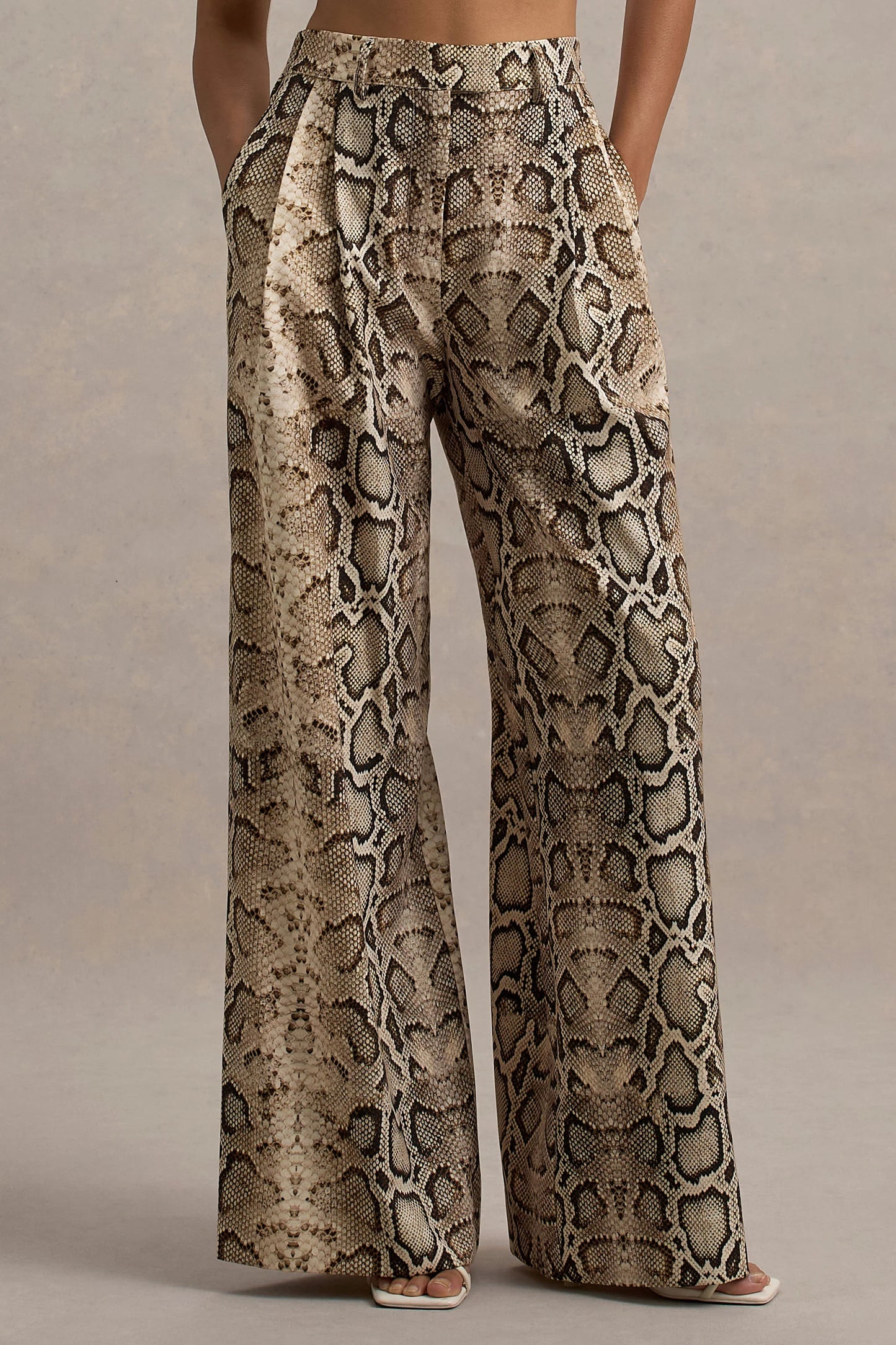 Shaniya Snake Print Wide-Leg Trousers