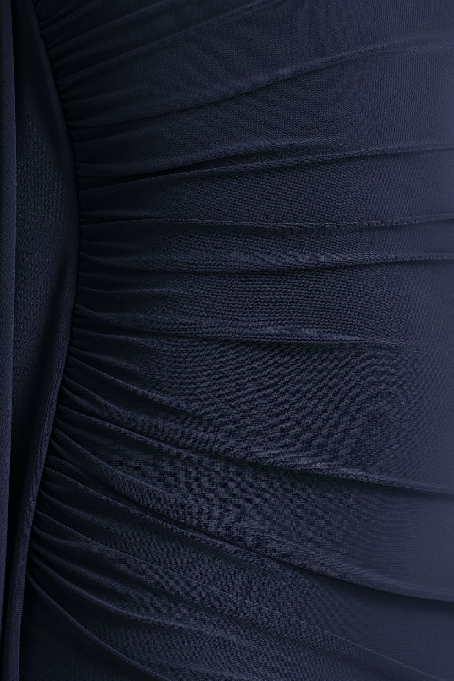 Adelina Navy One-Shoulder Maxi Dress With Drape