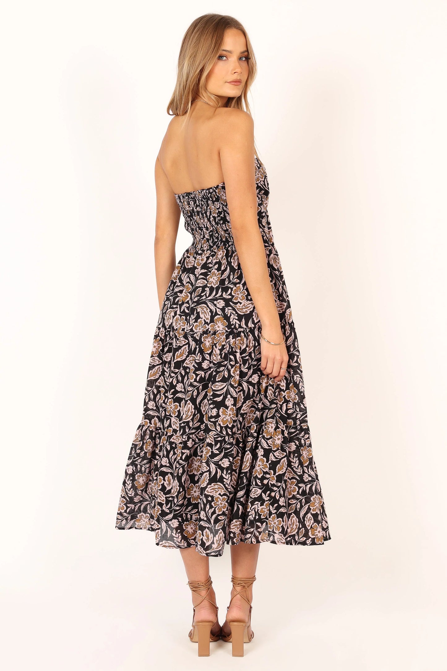 Shena Midi Dress - Black Multi