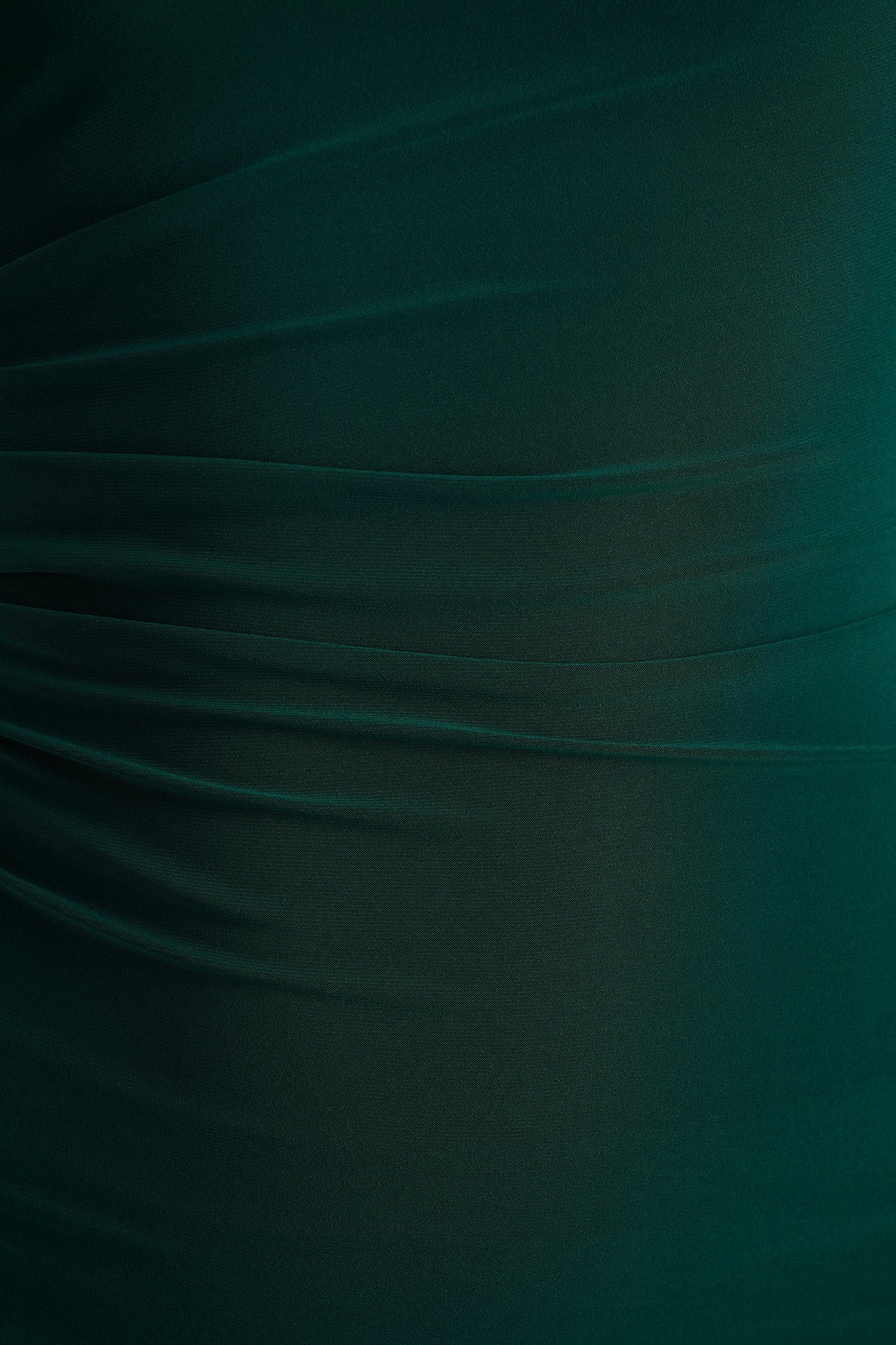Eden Bottle Green High-Neck Maxi Dress With Ruched Detailing