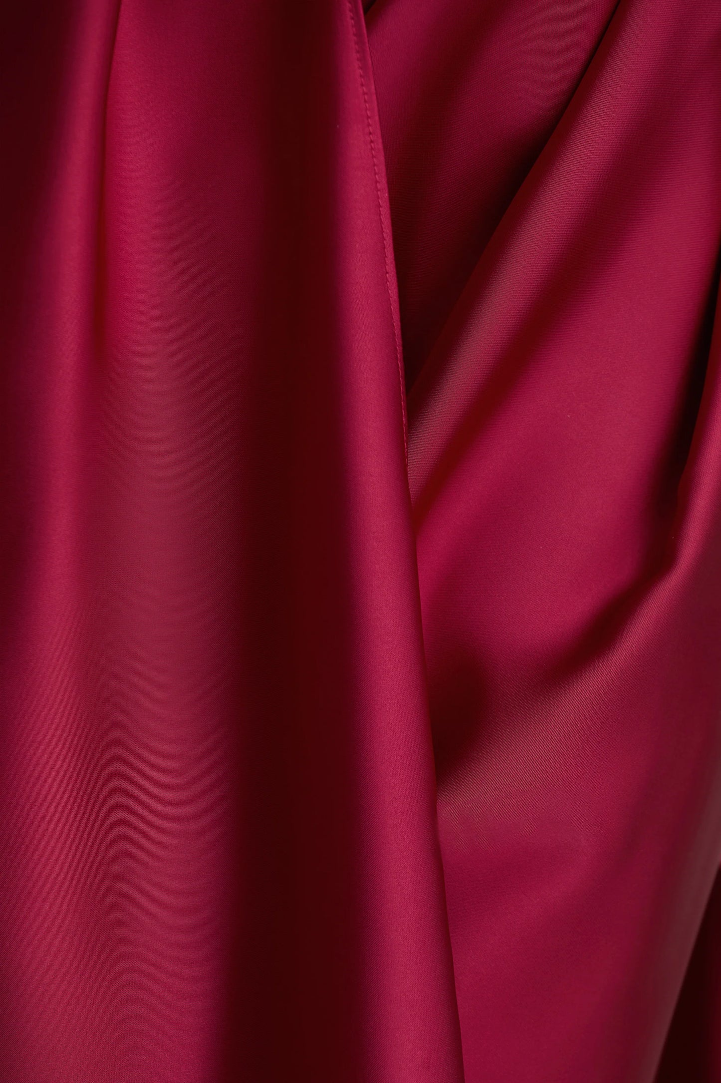 Lynette Burgundy Satin Plunge-Neck Maxi Dress With Asymmetric Hem