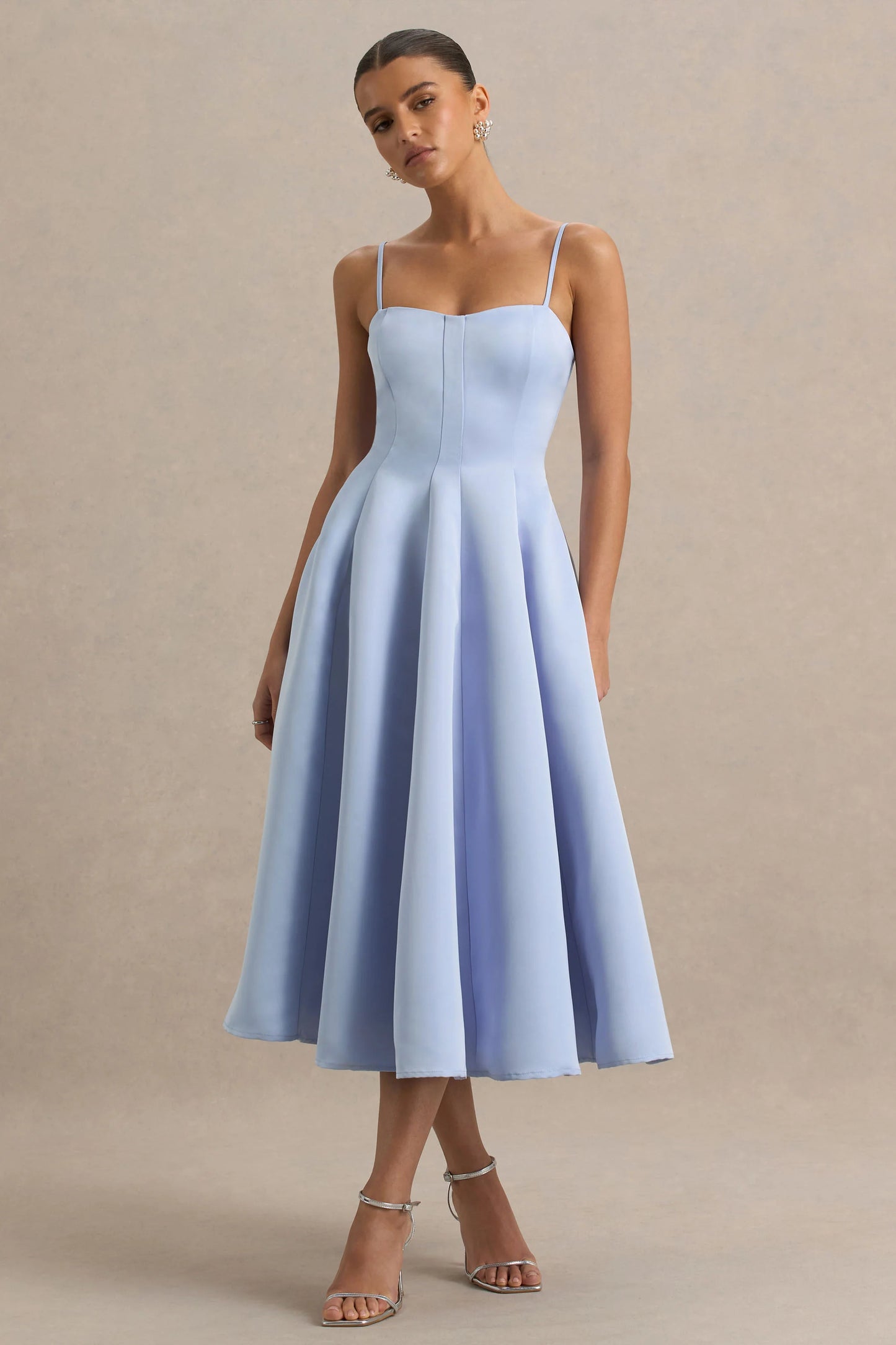 Mally Powder Blue Sweetheart A-Line Midi Dress