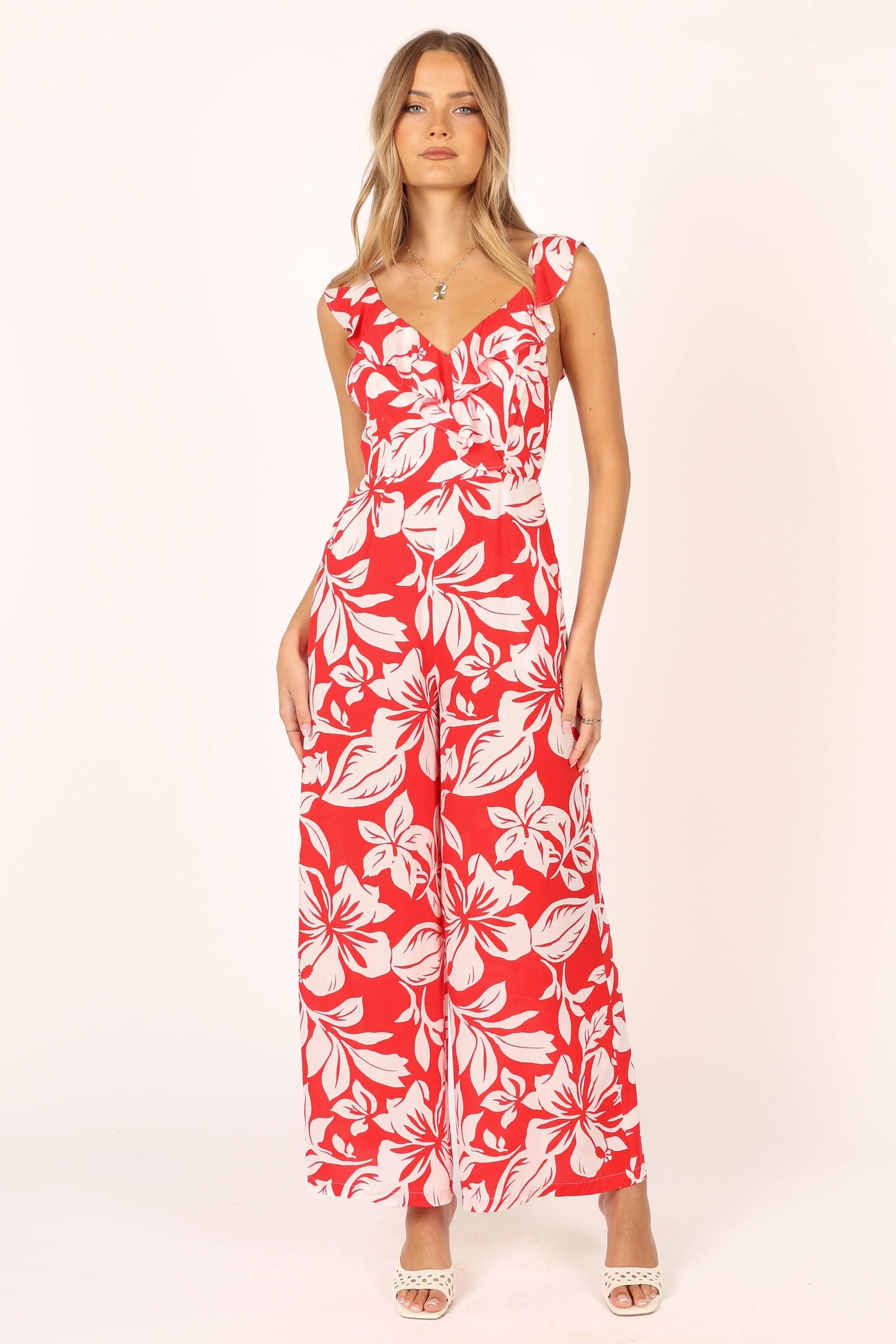 Parker Frill Jumpsuit - Red