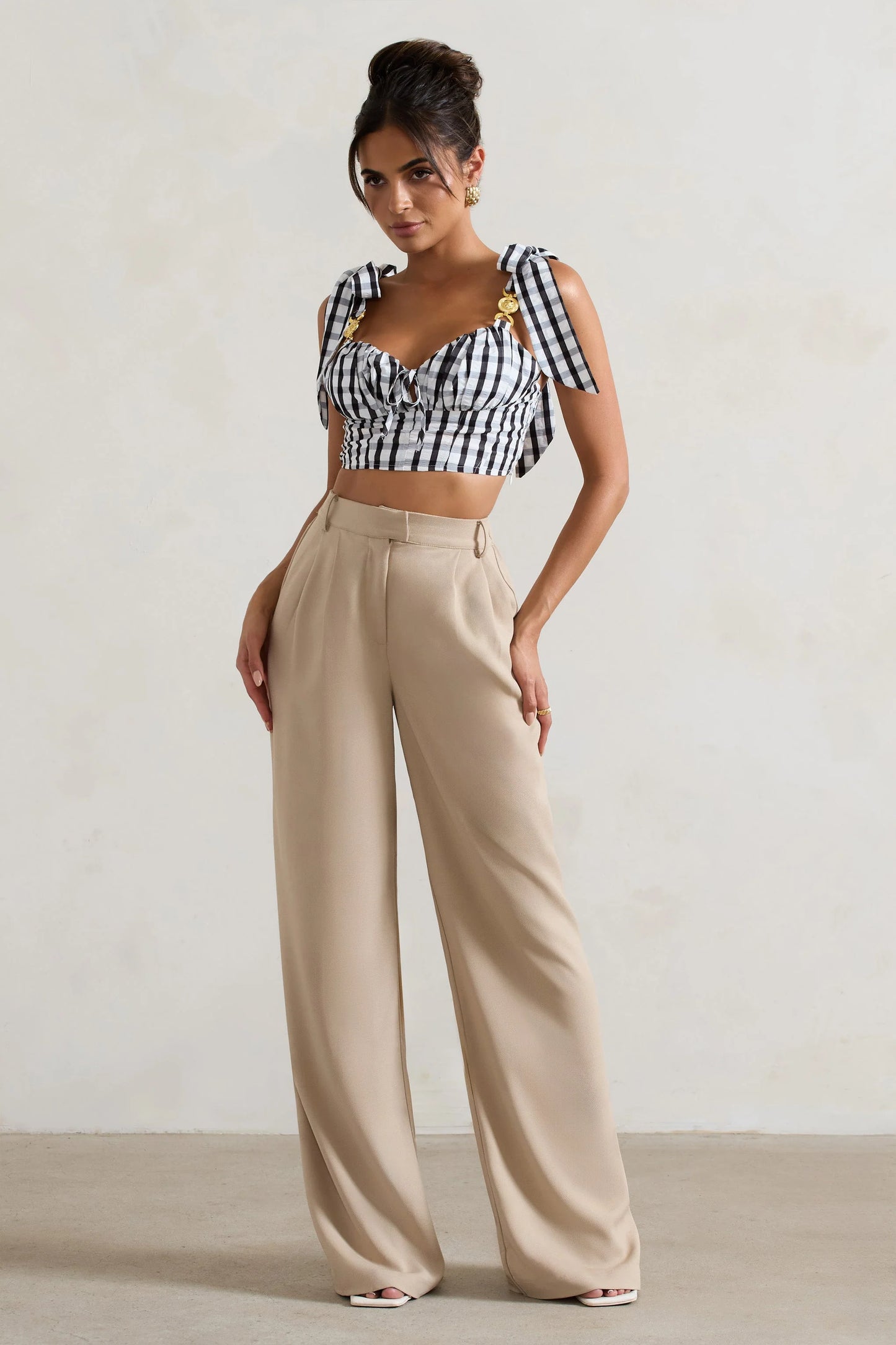 Hastings Stone High-Waist Wide-Leg Trousers