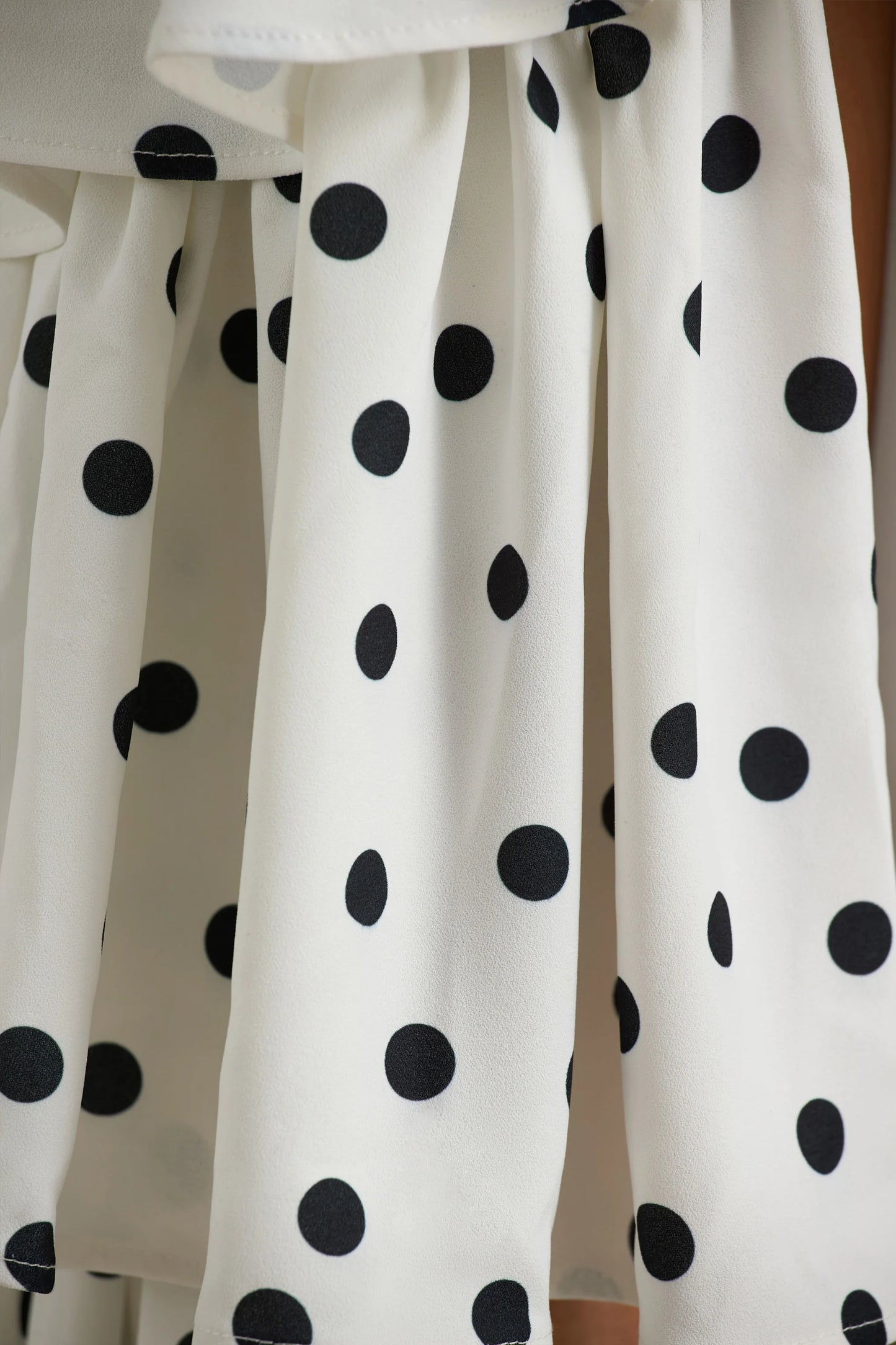 Bogota Polka Dot Plunge-Neck Maxi Dress With Ruffling Details And Front High Split
