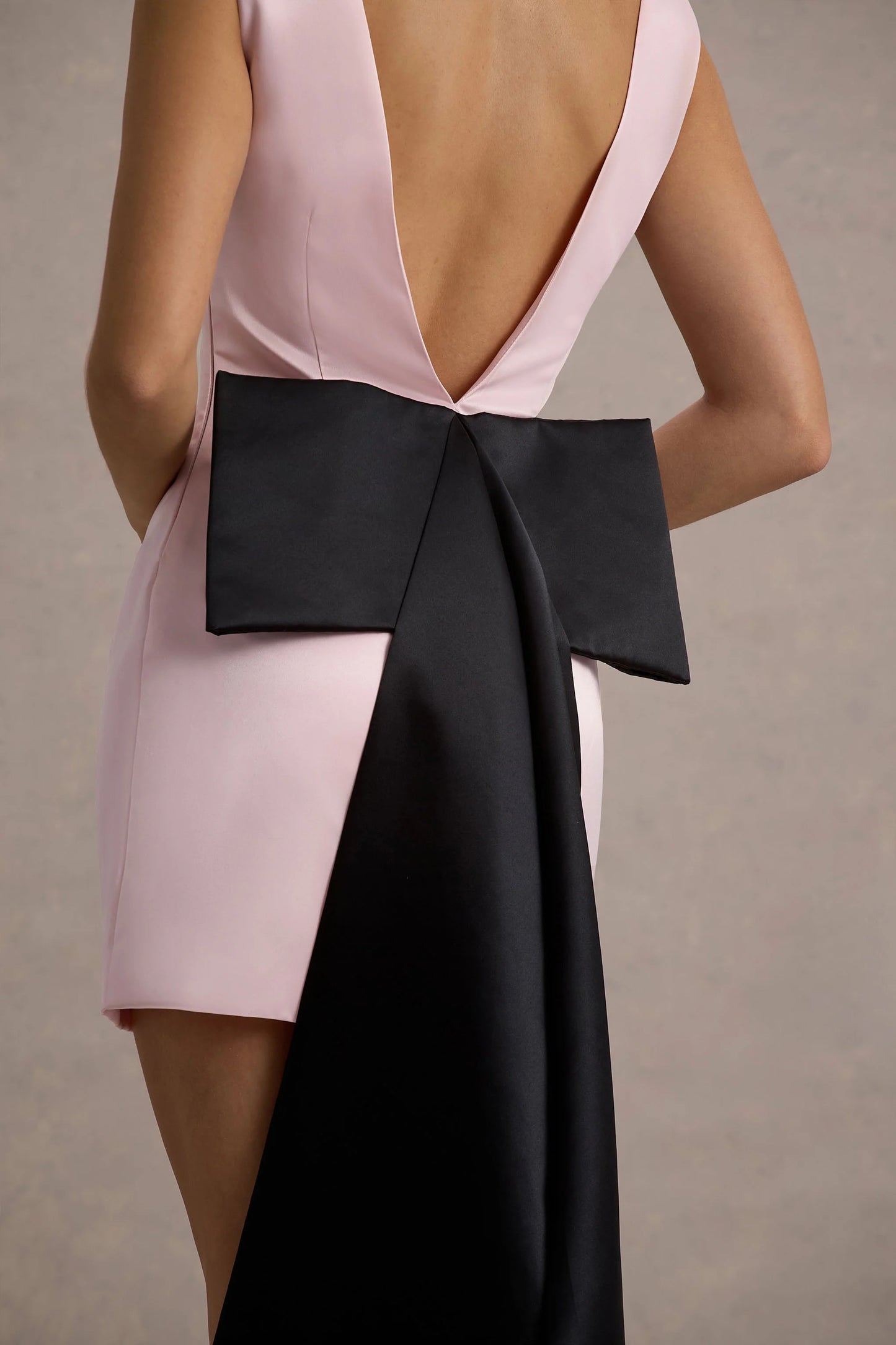 Peace Pink & Black Satin Mini Dress With Drape Detail