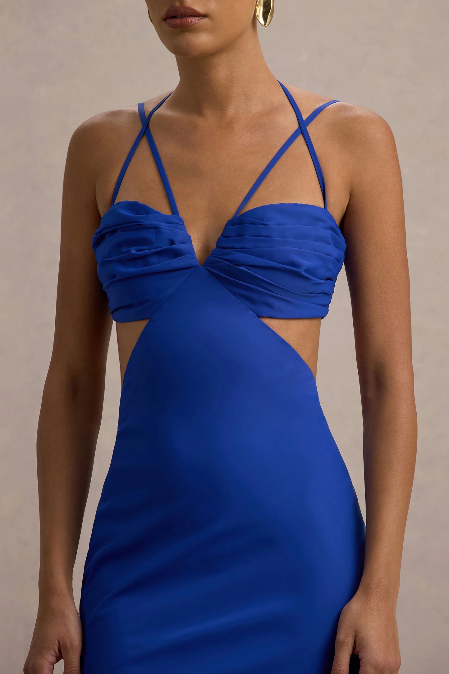 Leandra Blue Strappy Cut-Out Maxi Dress