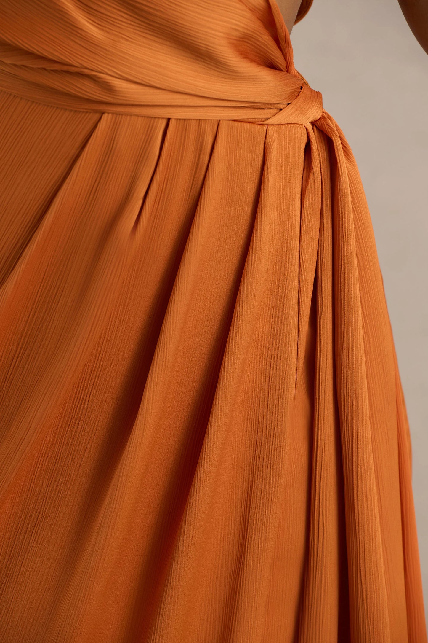 Livia Orange Plunge-Neck Fishtail Maxi Dress