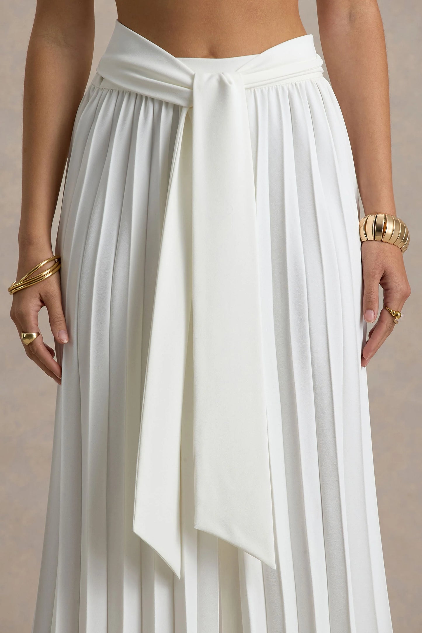 Eclipse Cream Pleated Wide-Leg Trousers