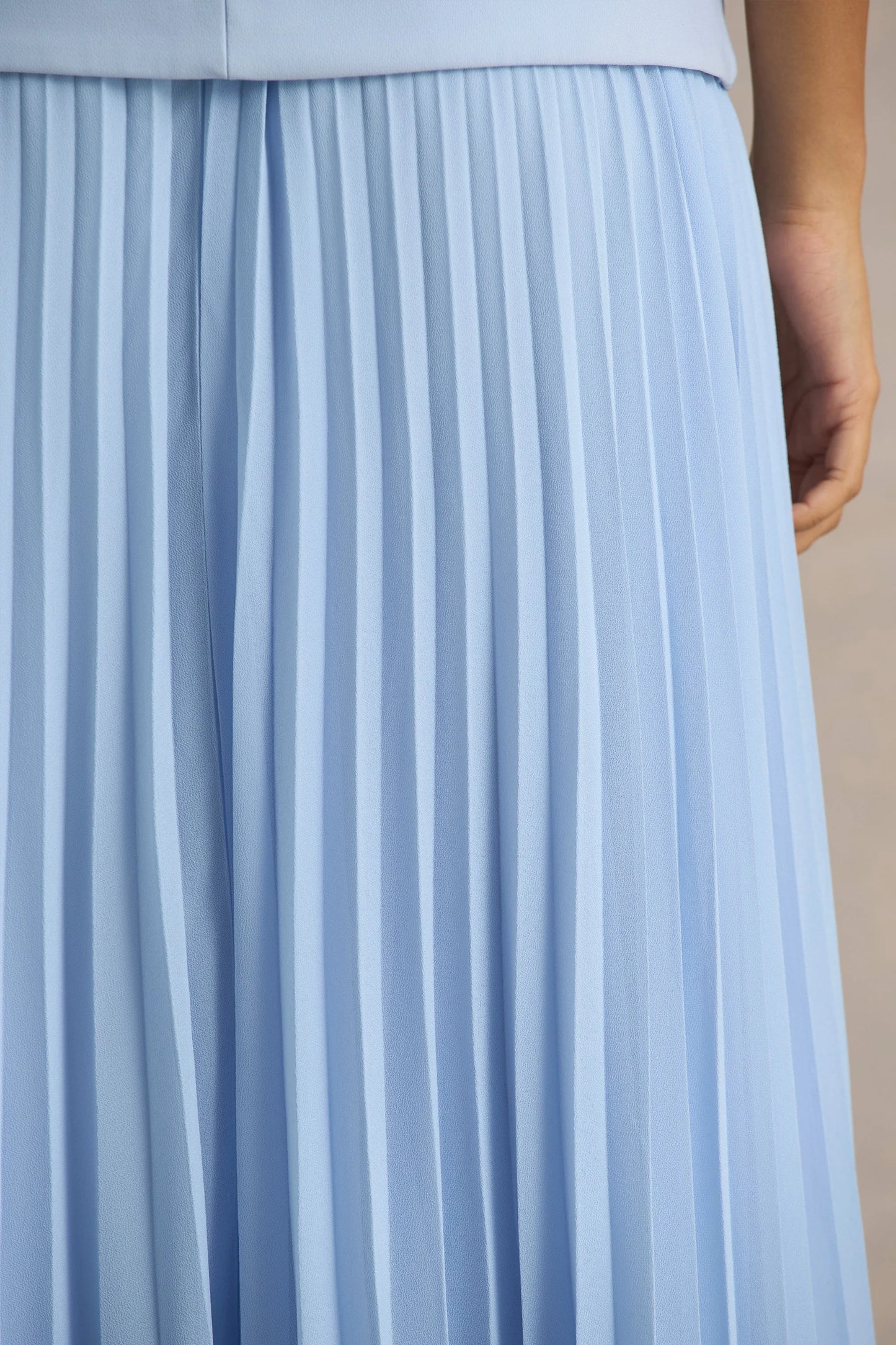 Heavenly Powder Blue High Neck Maxi Dress With Pleated Detailing