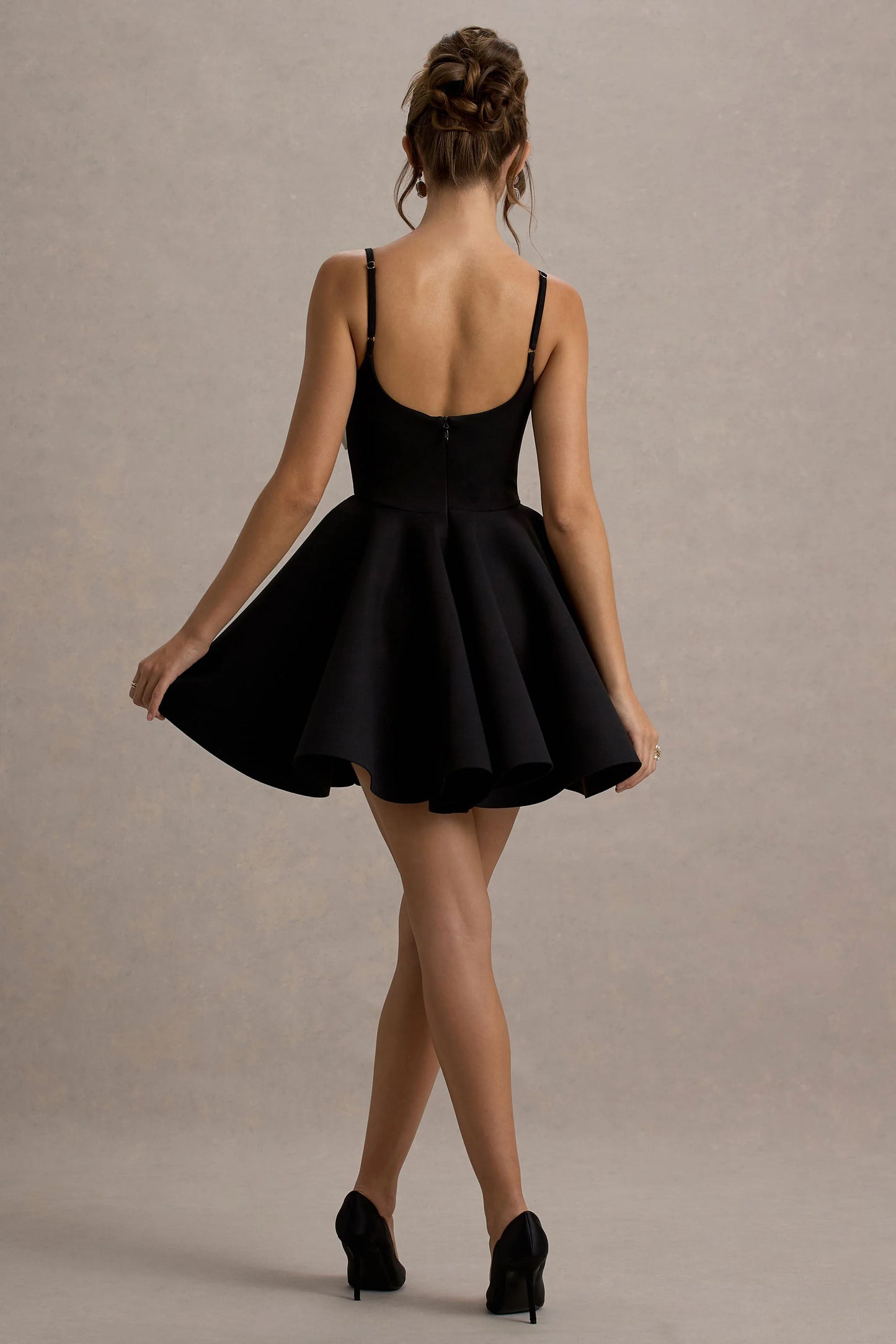 Yasmina Black & White Bow Skater Mini Dress