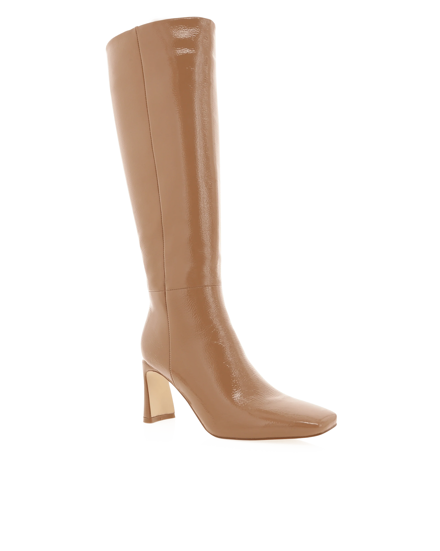 Yasmeen Knee High Boot - Toffee Crinkle Patent