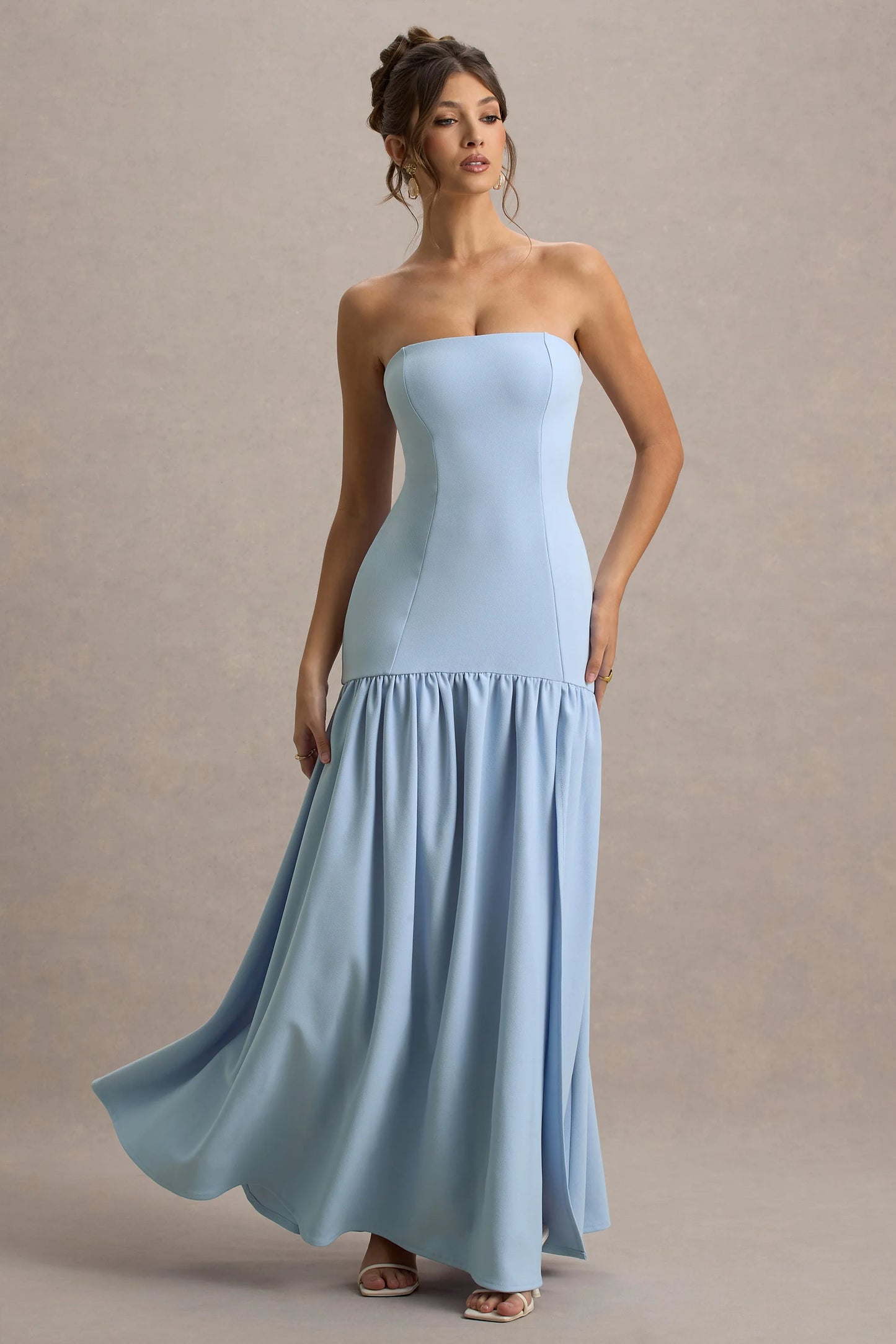 Penny Powder Blue Bandeau Drop-Waist Maxi Dress