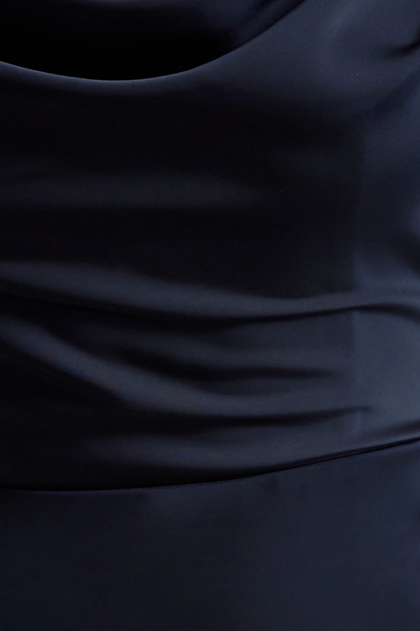 Gia Navy Satin Cowl-Neck Maxi Dress