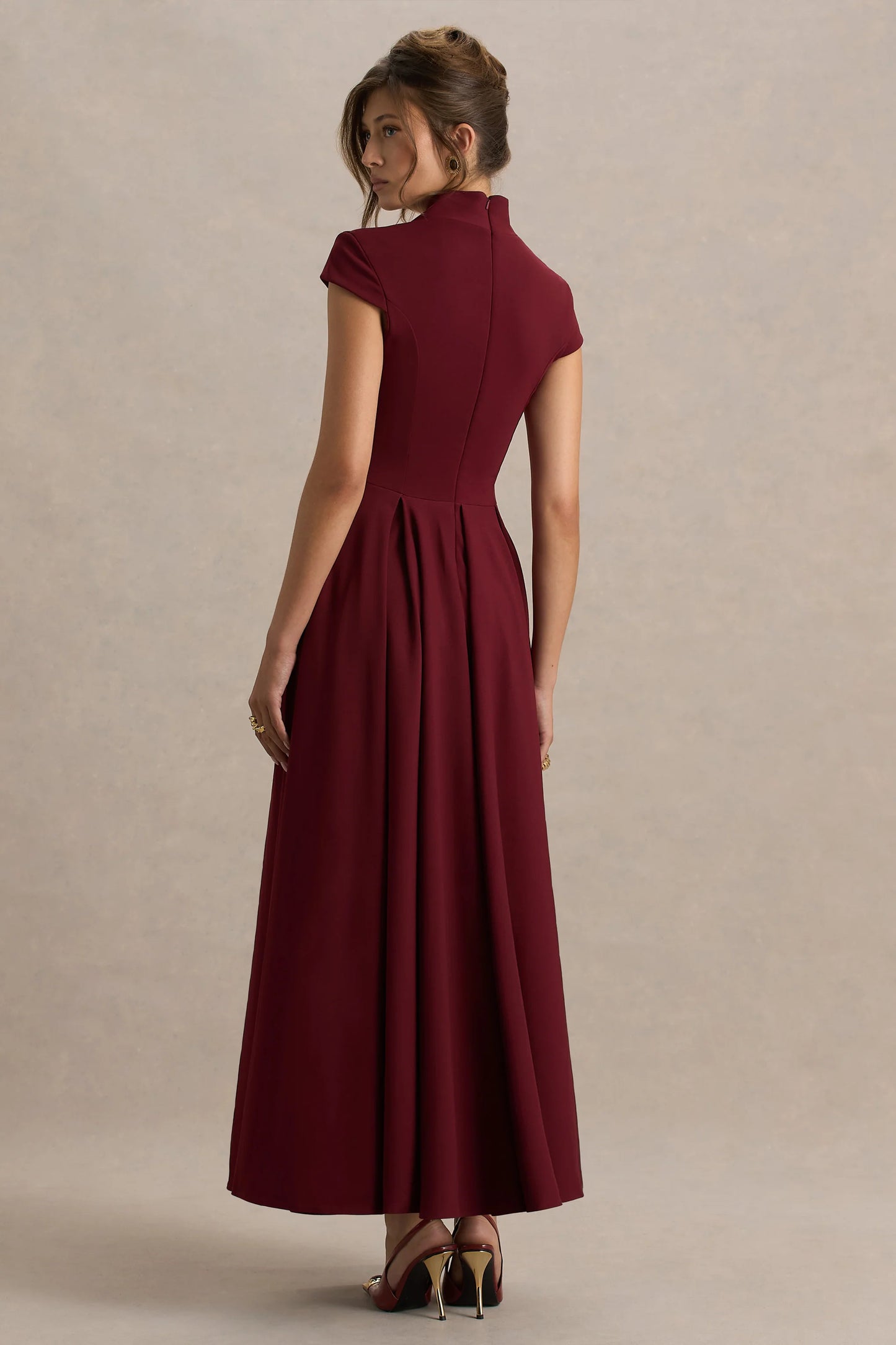 Scarlett Burgundy Square-Neck Maxi Dress