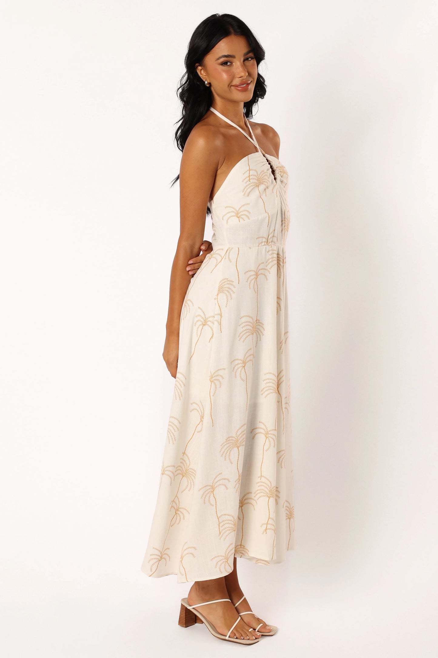 Granger Halterneck Midi Dress - White Print