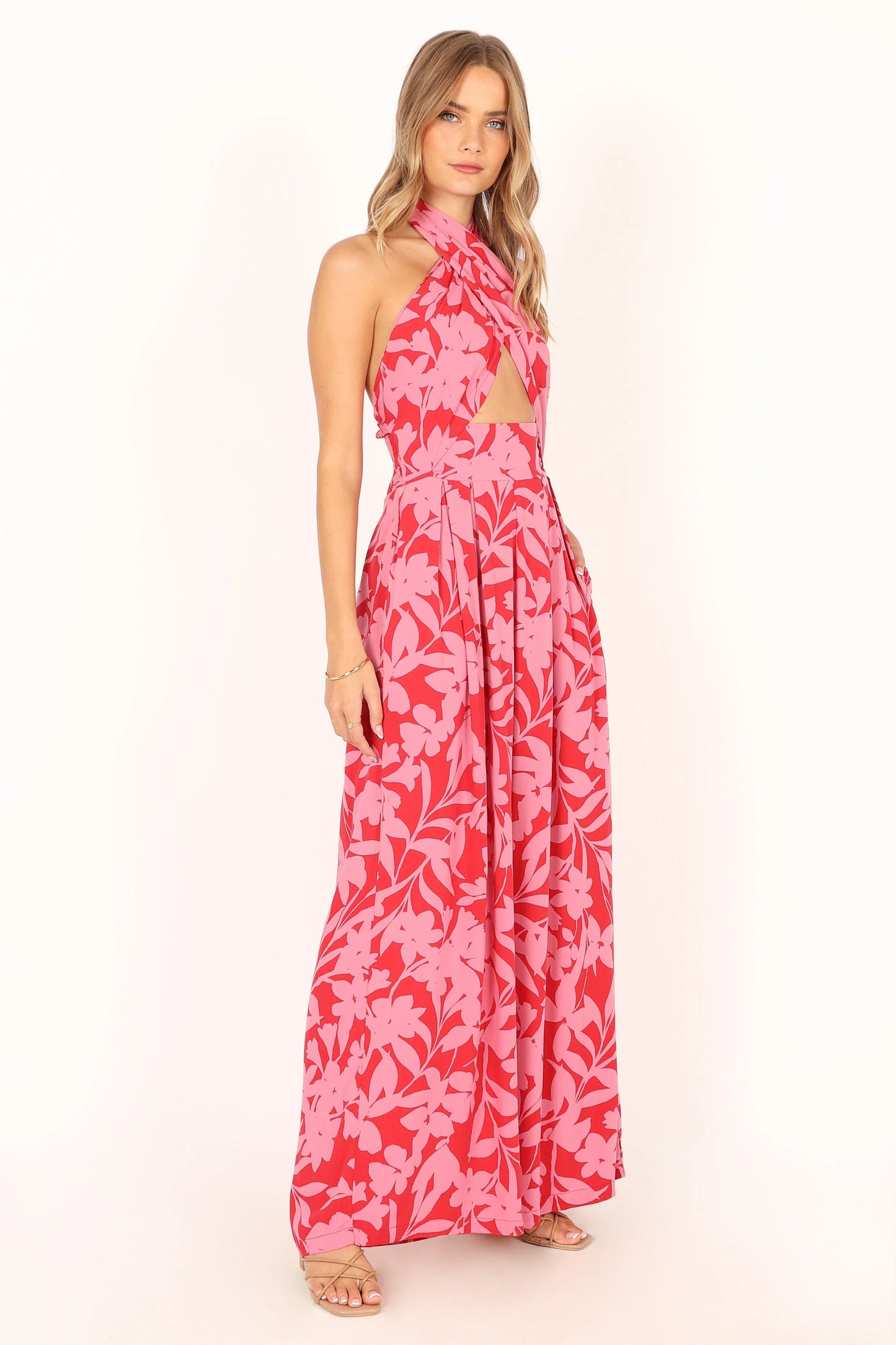LeLe Halter Jumpsuit - Red/Pink