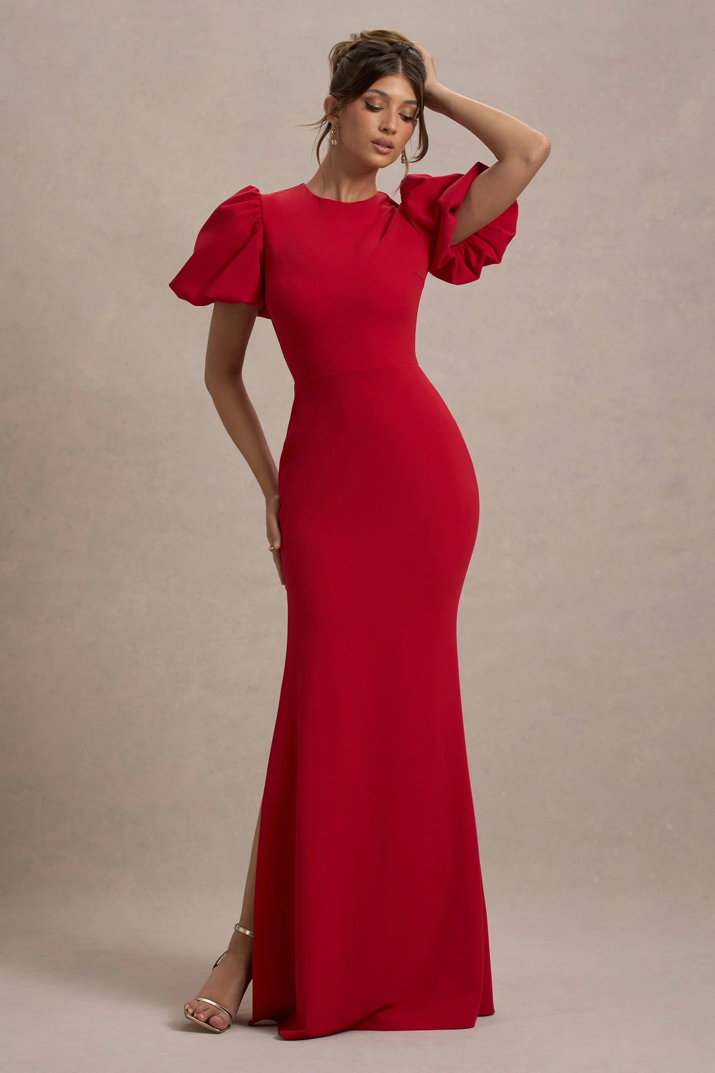 Love Letters Red Puff-Sleeve Maxi Dress
