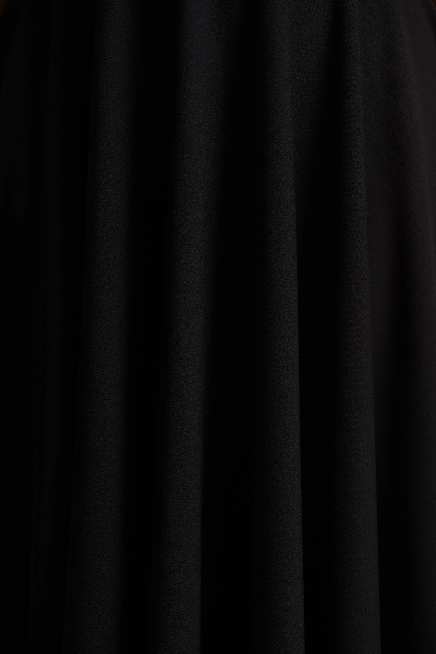 Vicky Black High Neck Midi Dress With Puff Sleeves