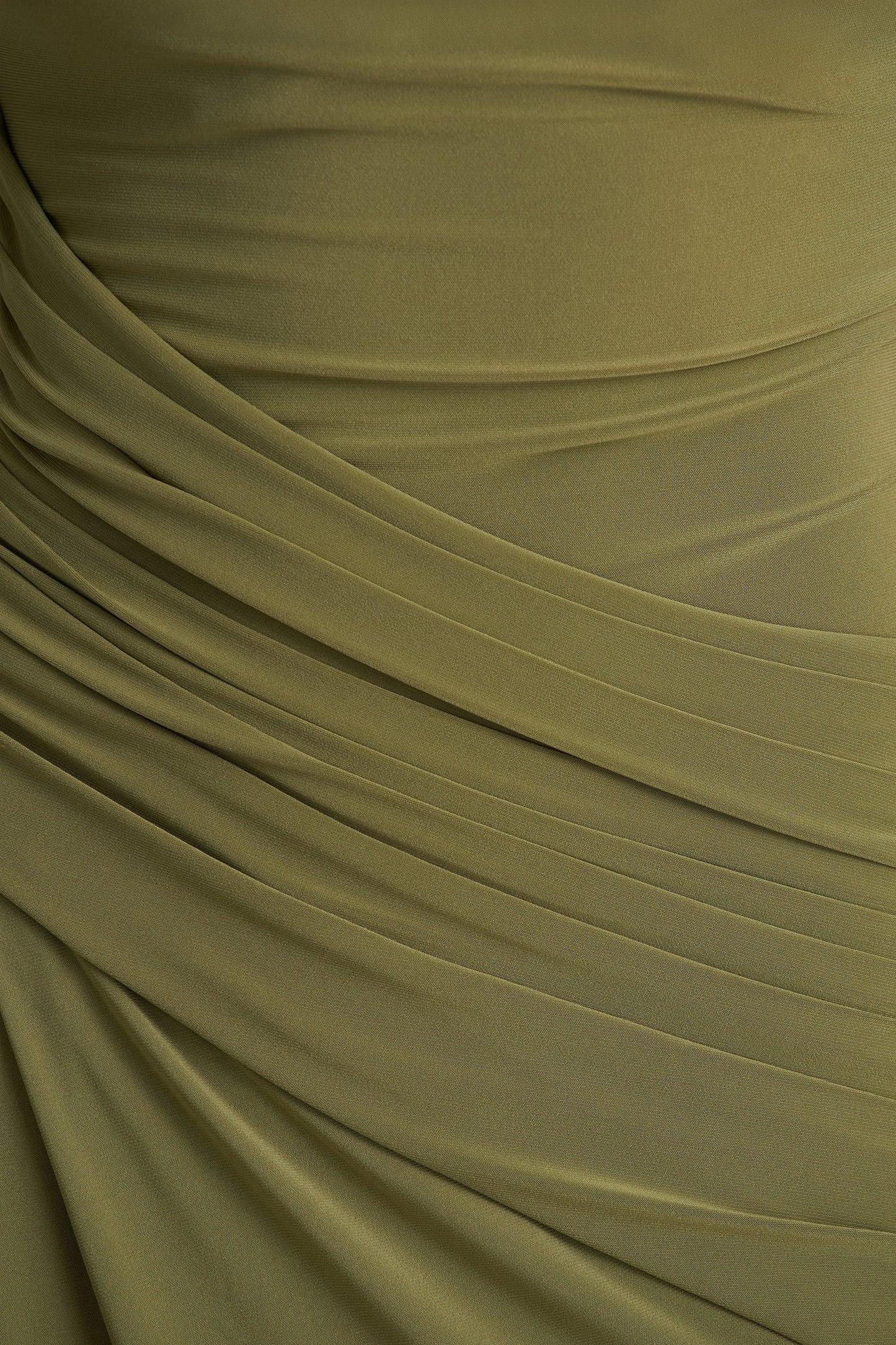 Zephyra Olive High-Neck Wrapped Maxi Dress