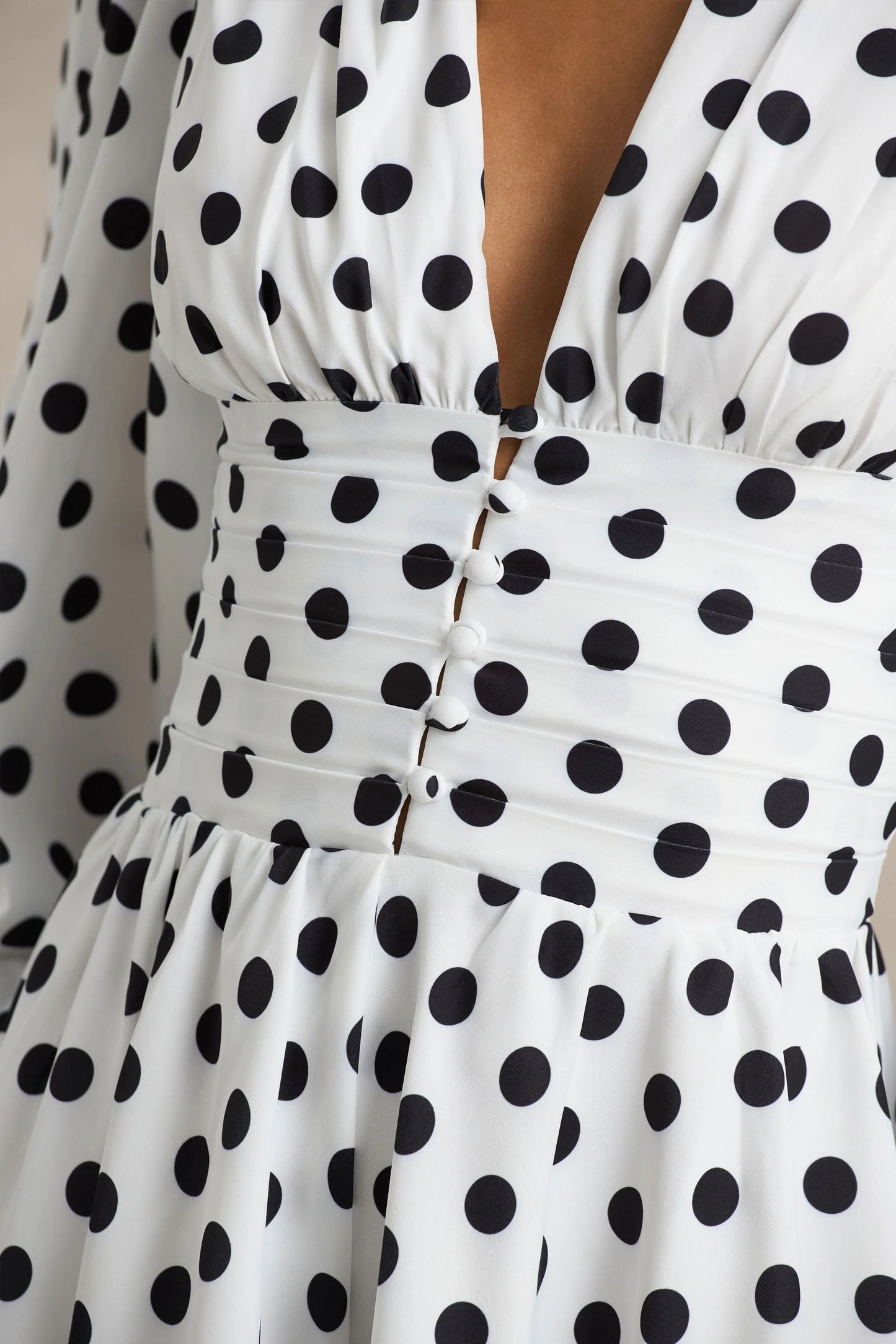 Laurel White Polka Dot V-Neck Balloon Sleeve Playsuit