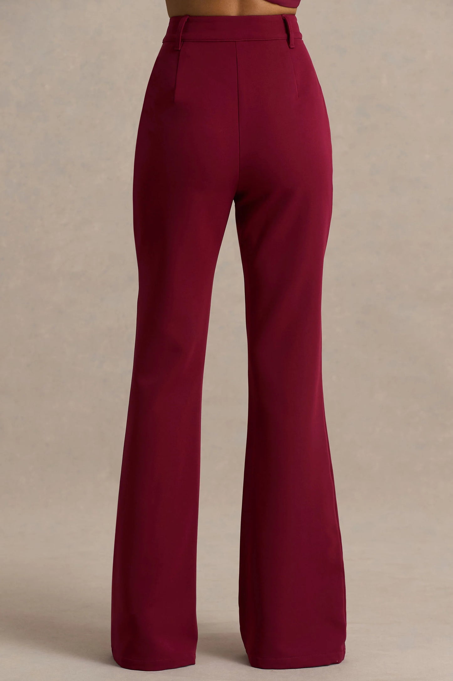 Carina Burgundy Flared-Leg Tailored Trousers