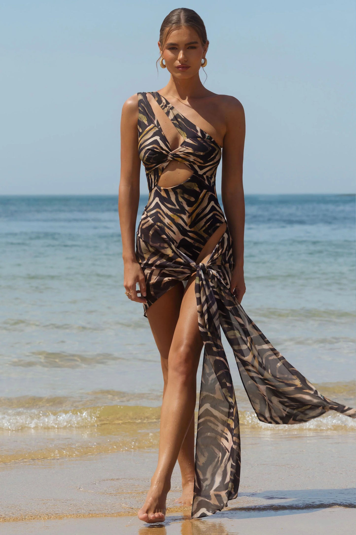 Majel Zebra Print Chiffon Sarong