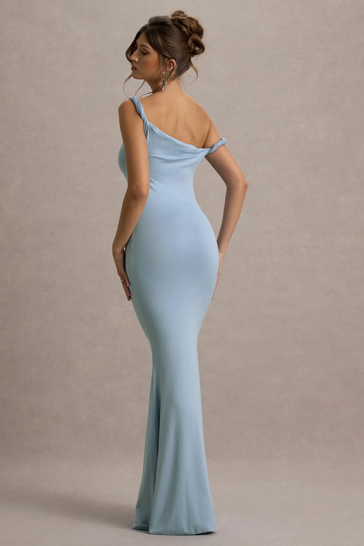 Lita Powder Blue Twisted Asymmetric Maxi Dress