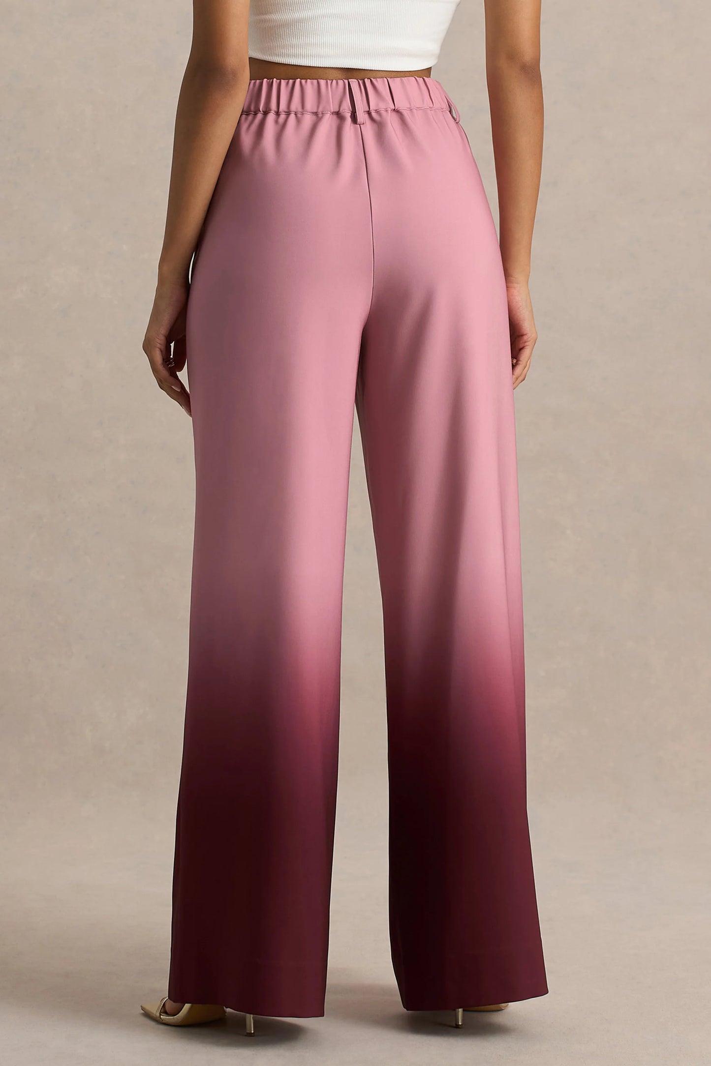Safia Cherry Ombre Satin Wide-Leg Trousers