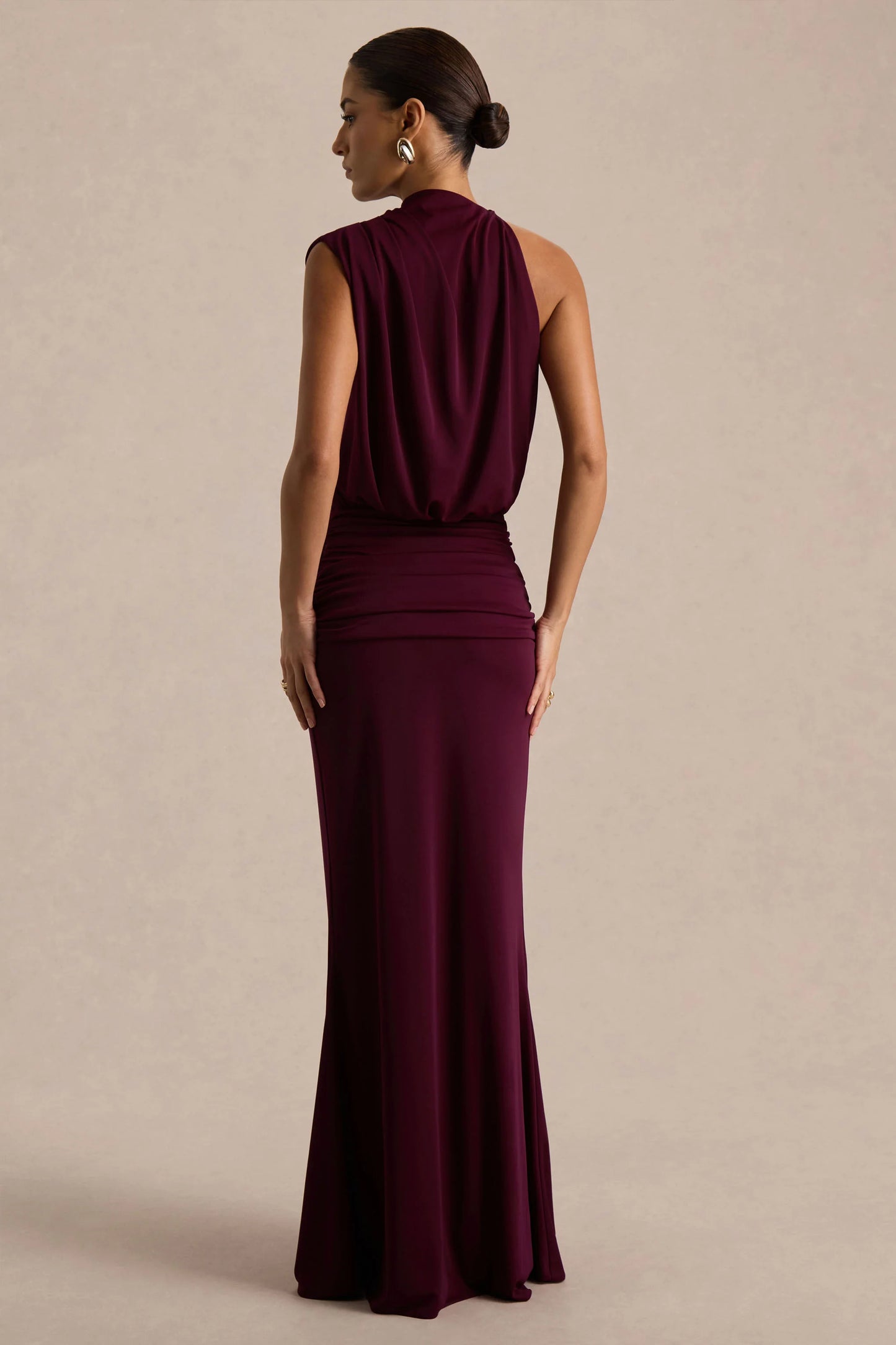 Umaira Burgundy High-Neck Maxi Dress