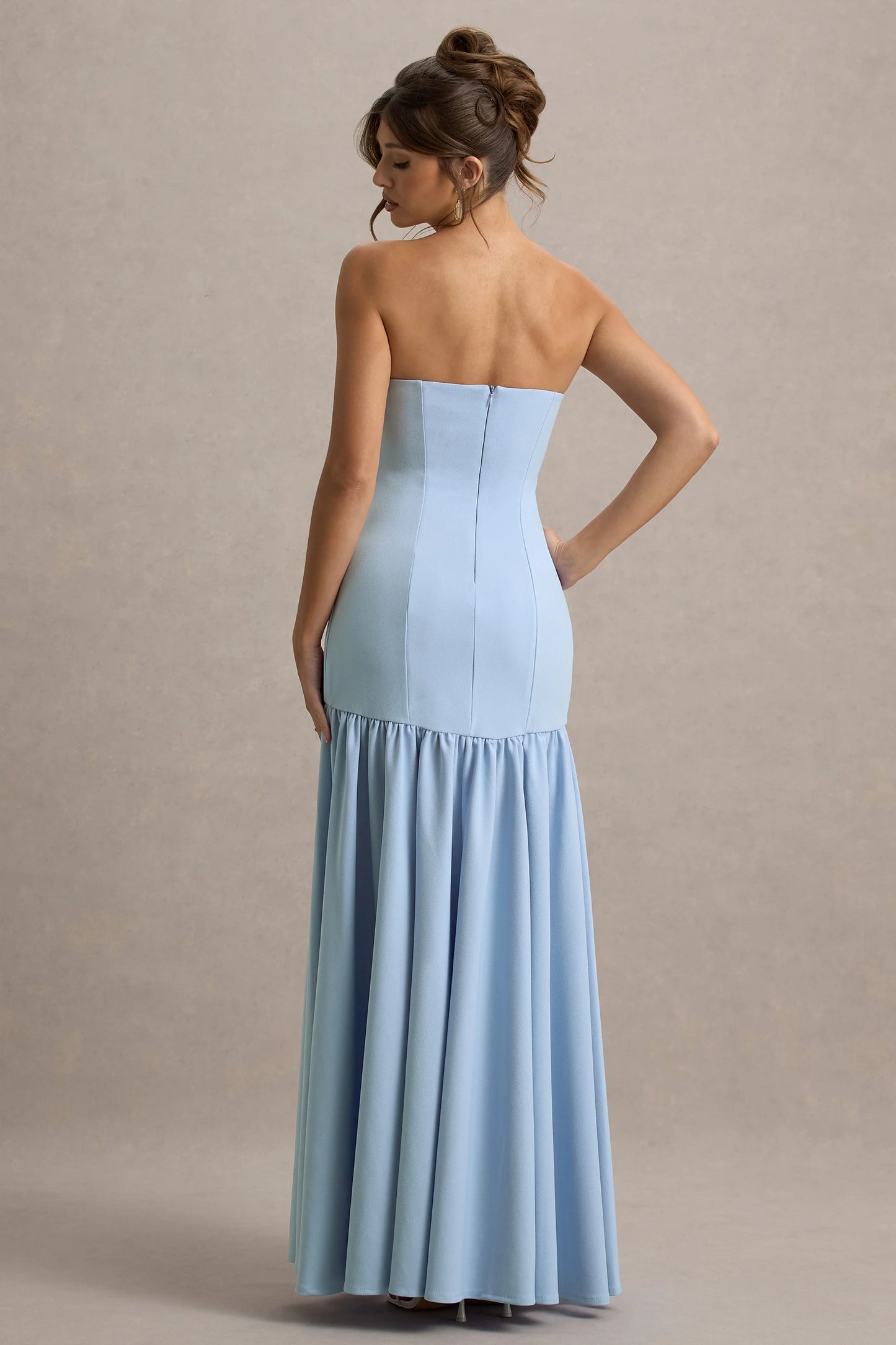 Penny Powder Blue Bandeau Drop-Waist Maxi Dress