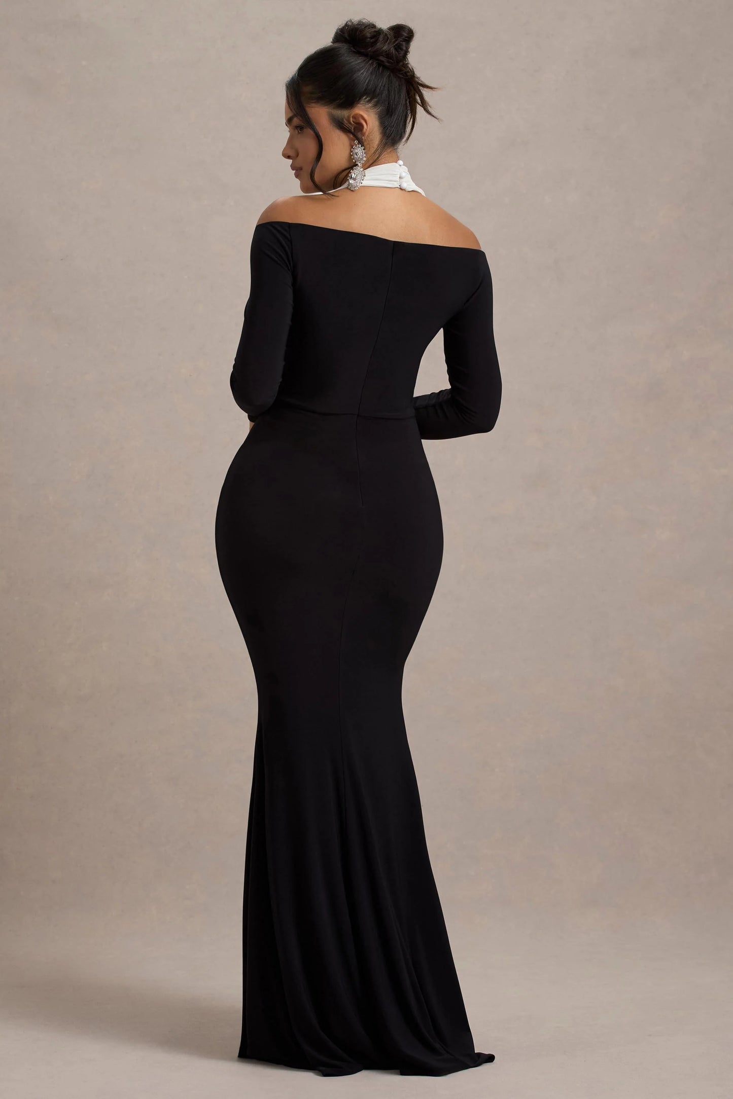 Living High Black & White Halter-Neck Split Maxi Dress