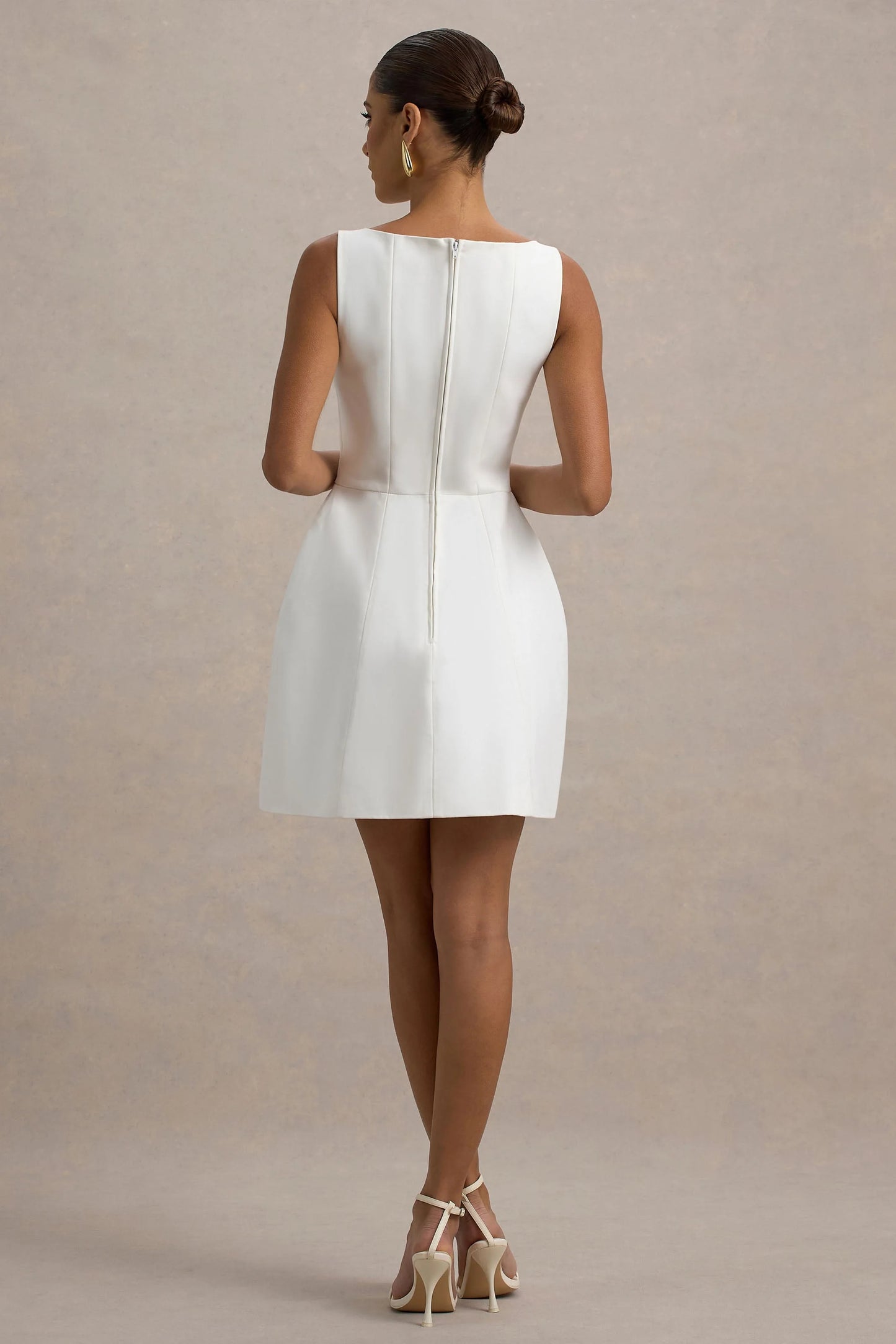 Cheri White Tailored Sleeveless Mini Dress