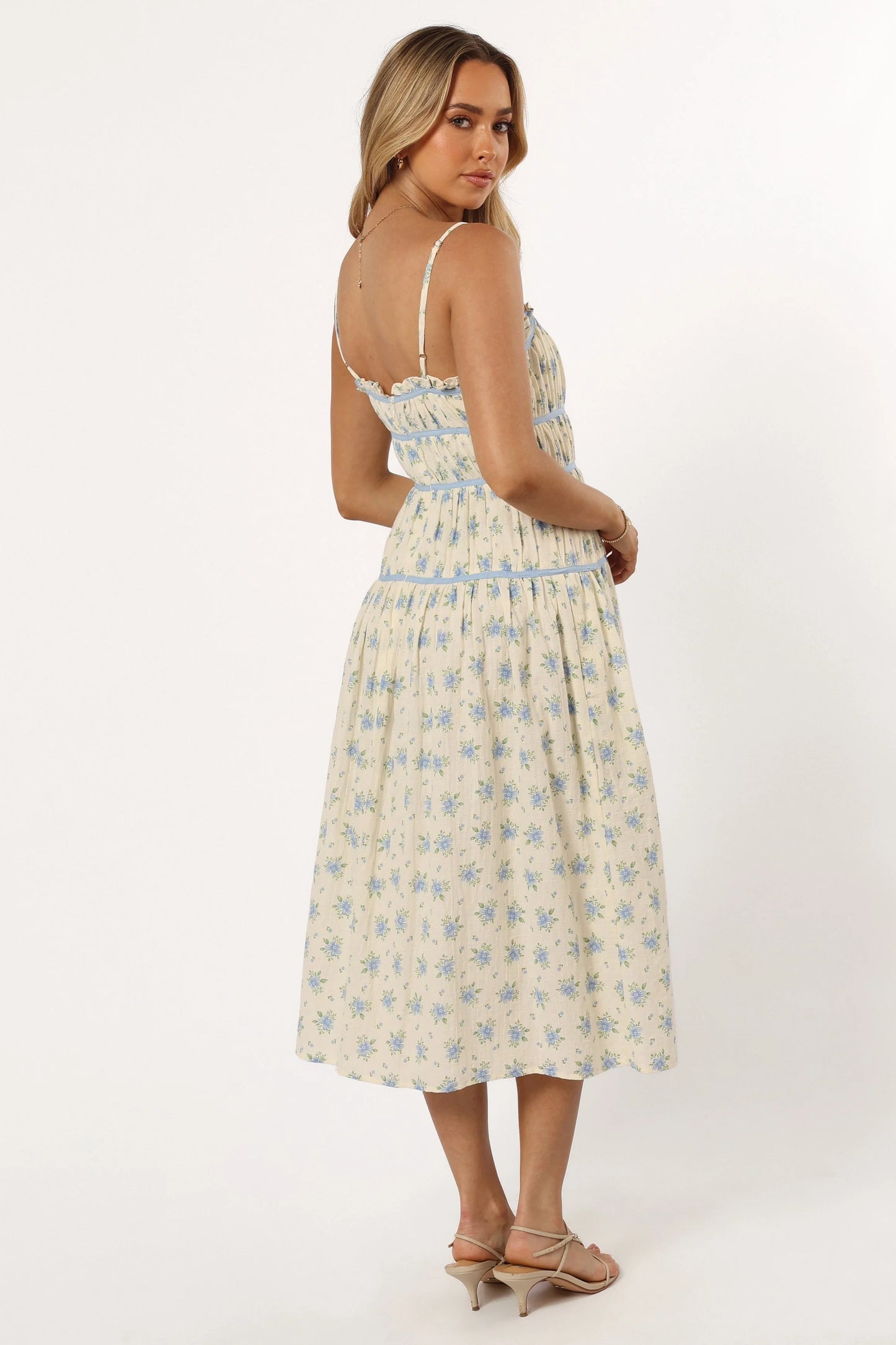 Felicity Midi Dress - Ivory Blue