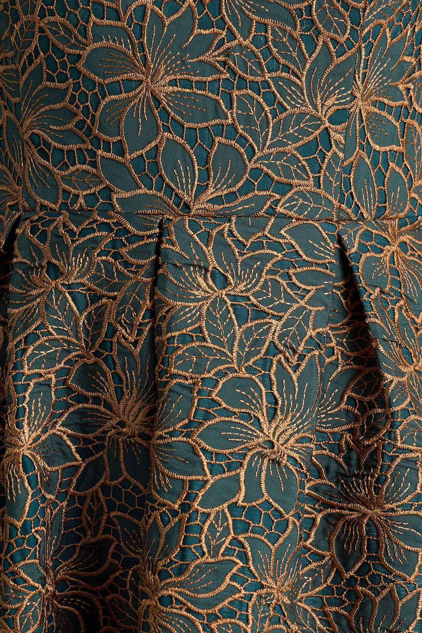 Loretta Dark Green And Rust Embroidered Bandeau Midi Dress