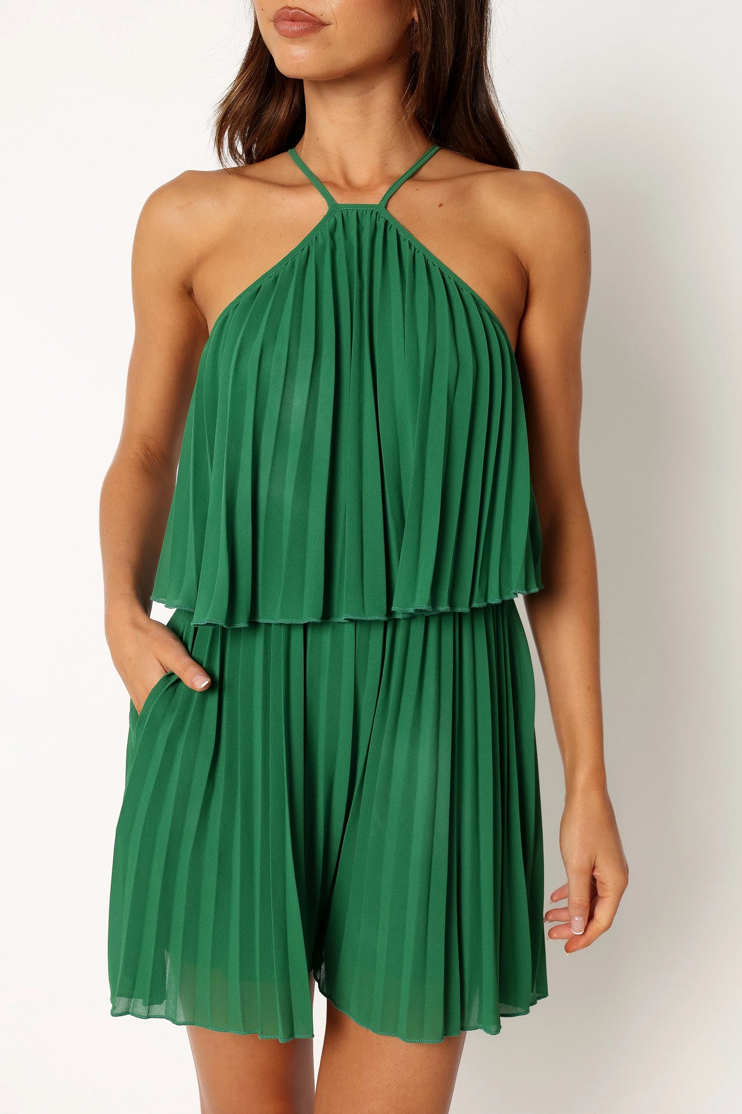 Magnolia Pleat Romper - Green