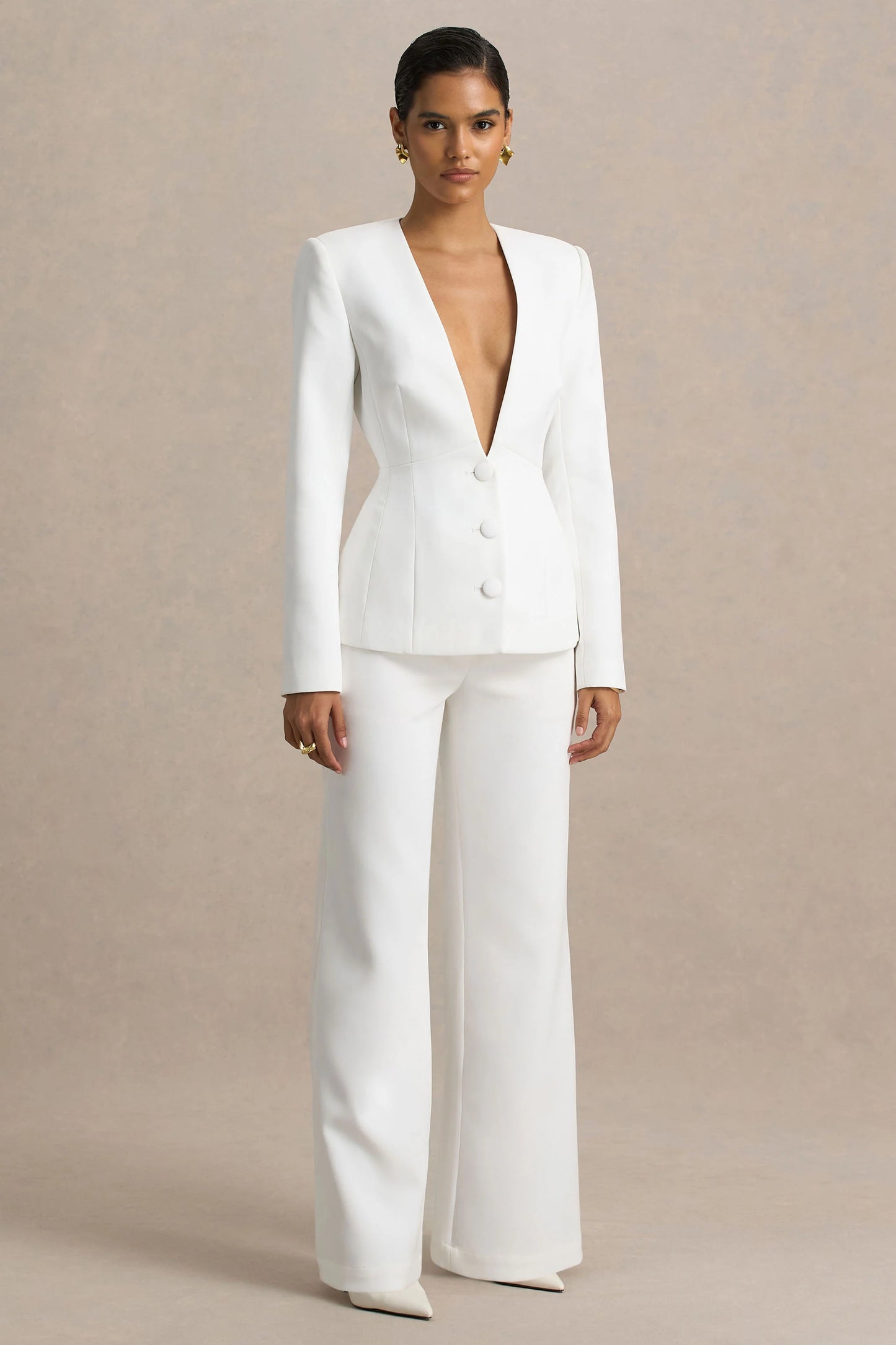 Silvia White Straight-Leg Trousers