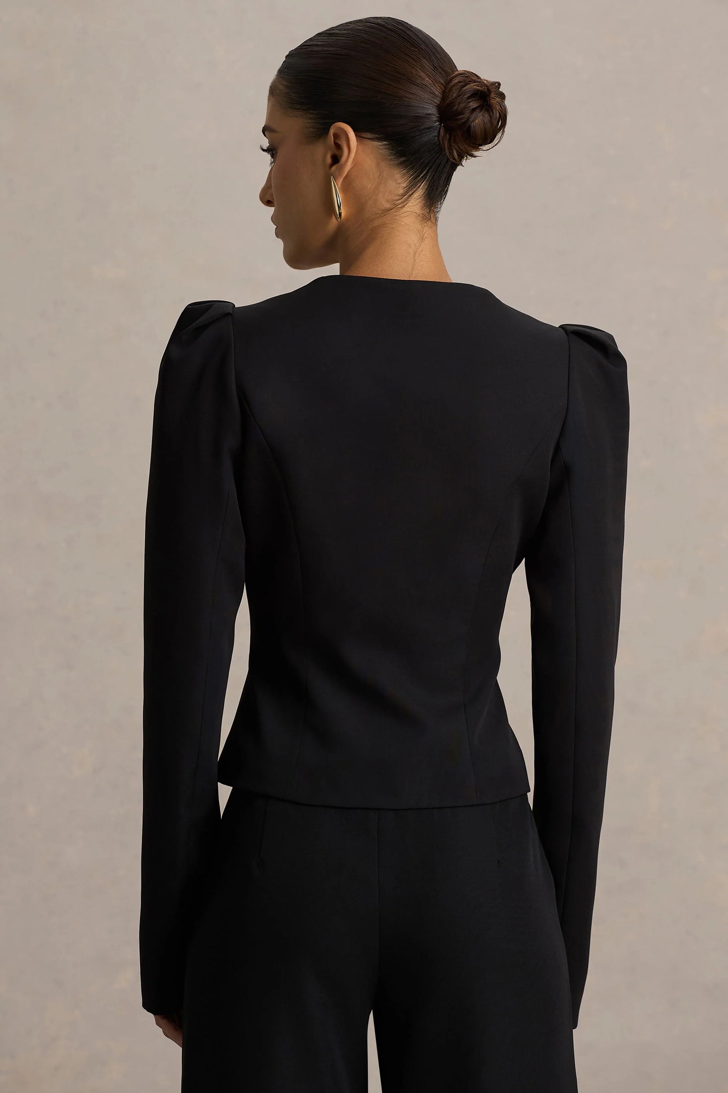 Olympia Black Sweetheart-Neck Tailored Top