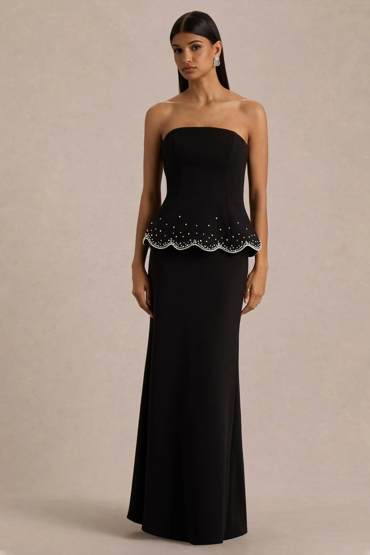 Robin Black Hand-Embellished Strapless Corset Maxi Dress