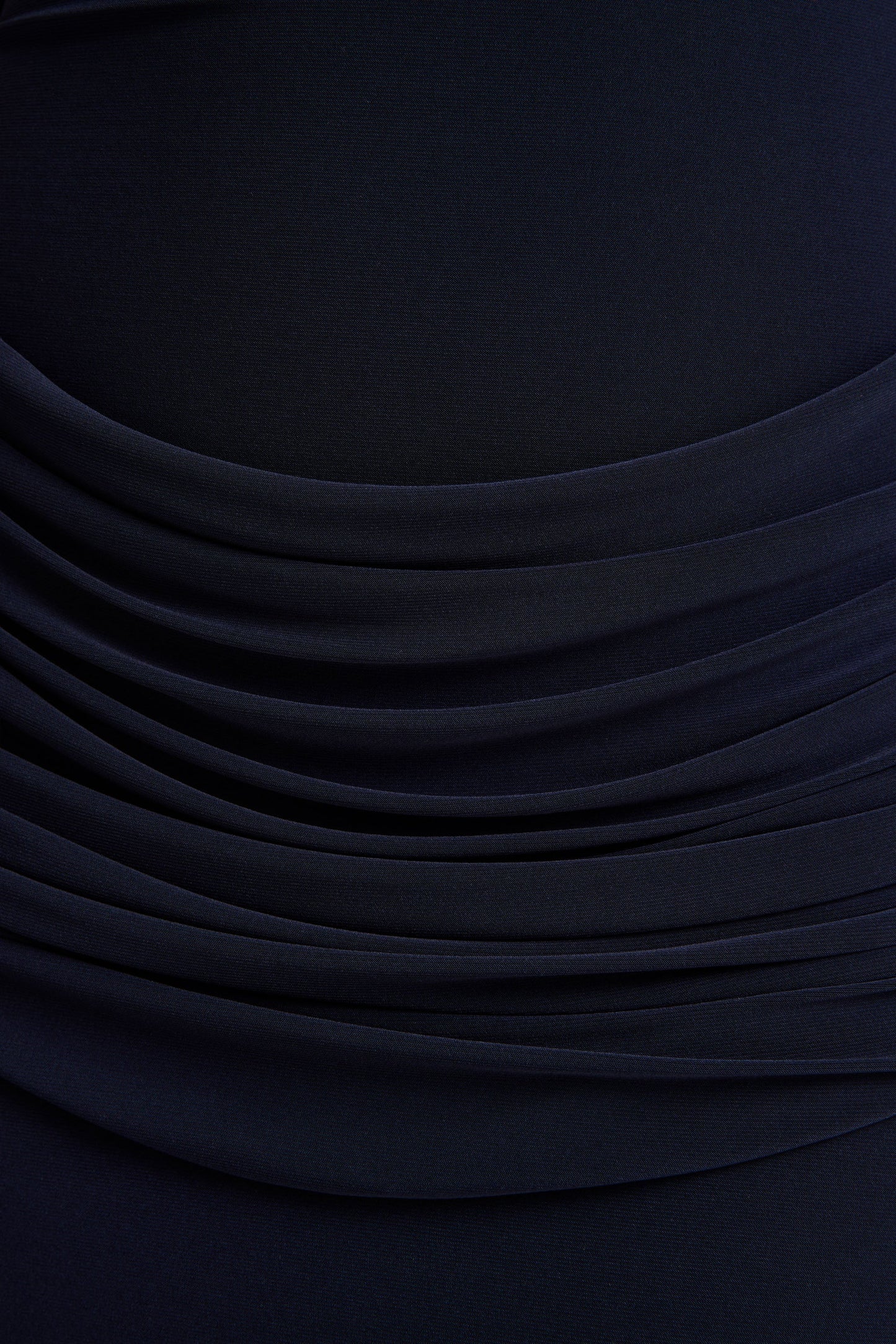 Hesperia Navy High-Neck Maxi Dress With Draped-Detailing And Scarf