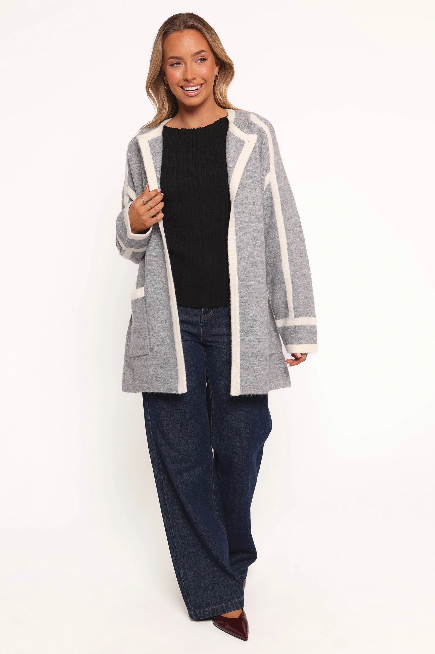 Maloney Tie Front Coatigan - Grey