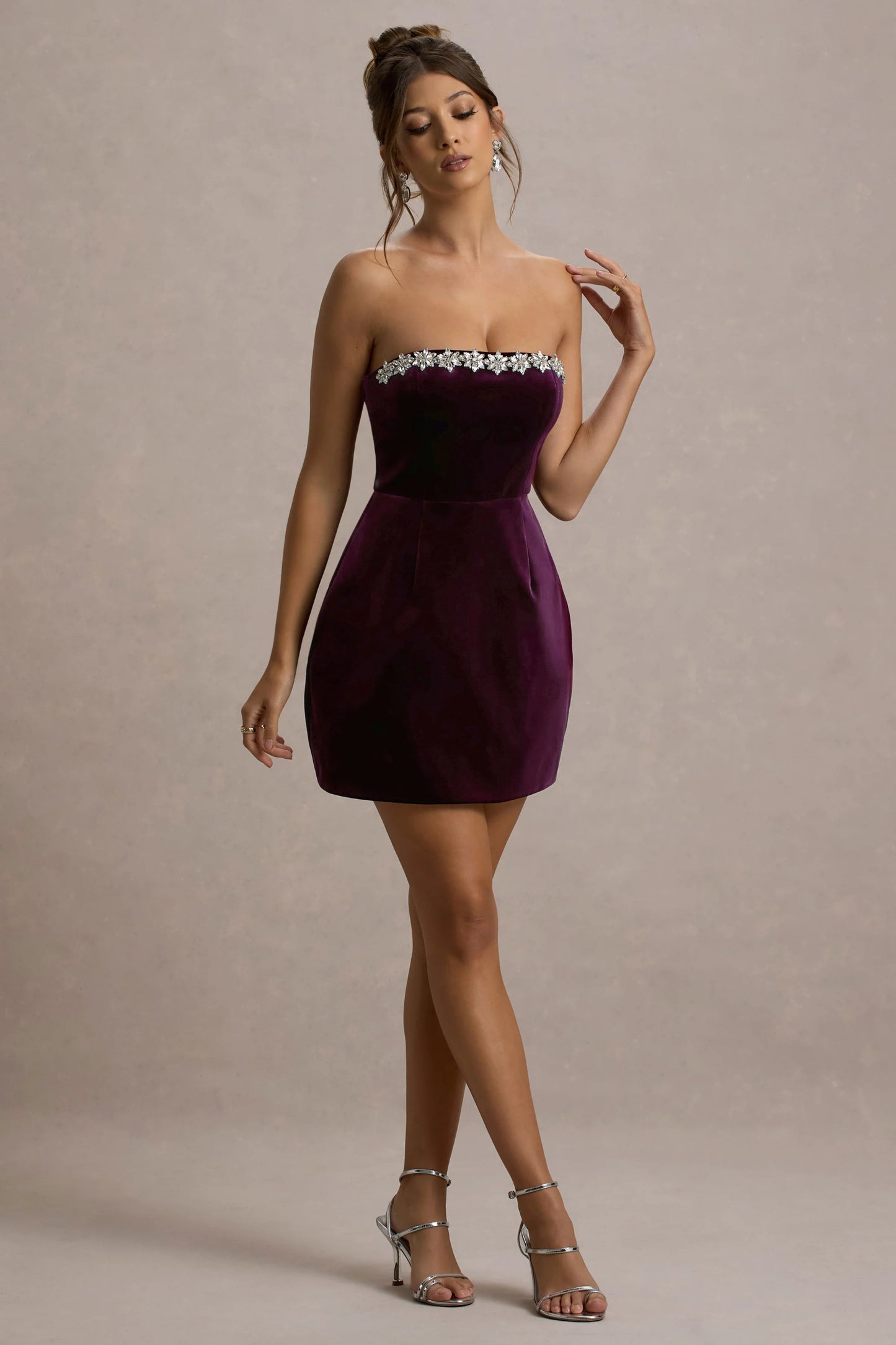 Naia Port Velvet Embellished Bandeau Mini Dress