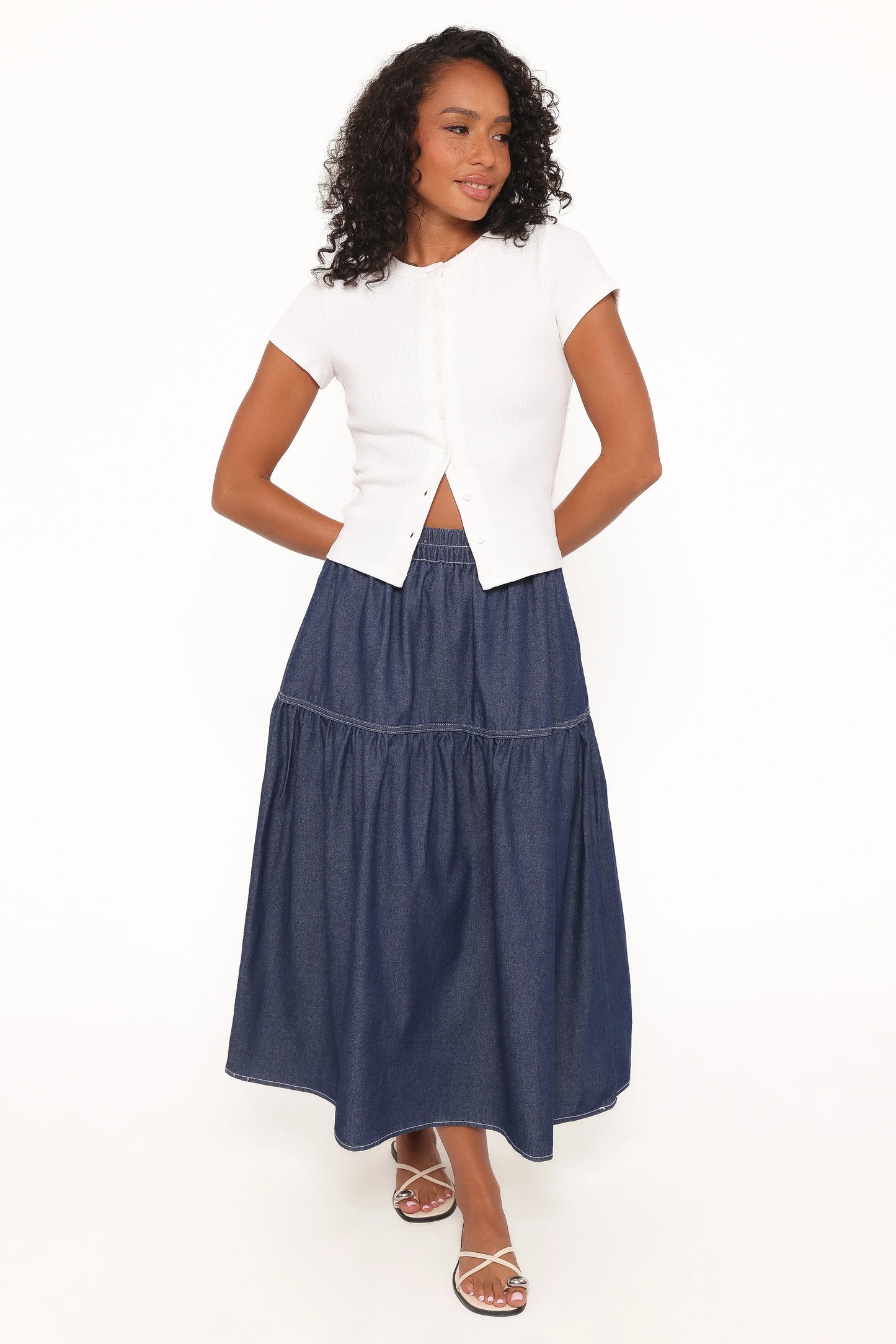 Meadow Midi Denim Skirt - Dark Wash